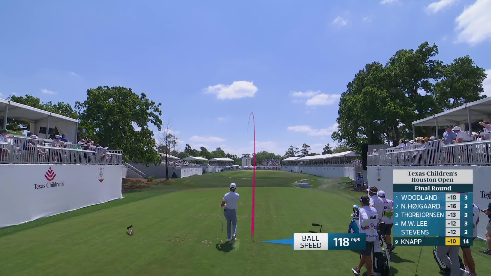 Jake Knapp hits 151-yard tee shot to 7 feet, sets up birdie on No. 15 at Texas Children's