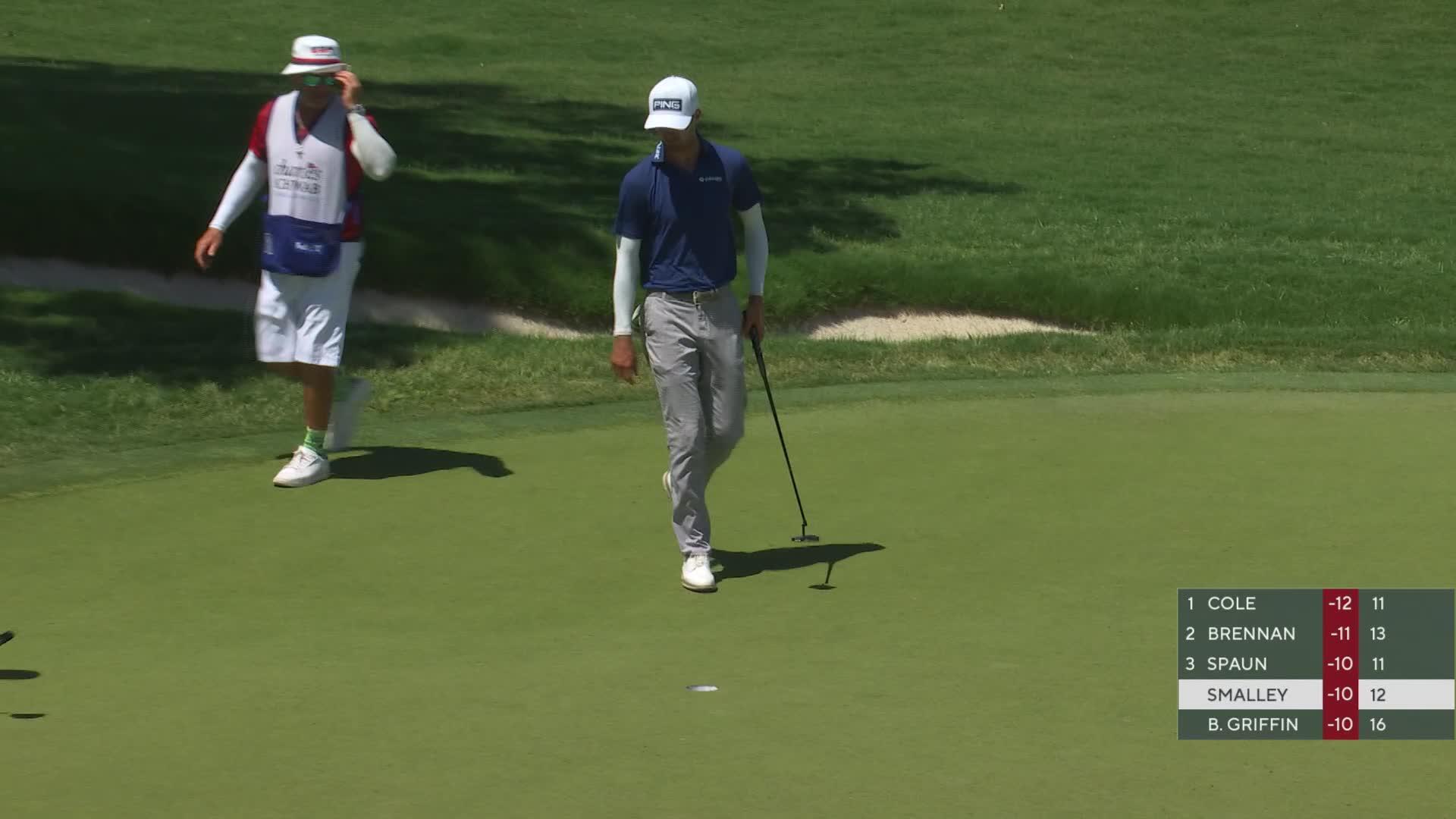 Alex Smalley holes 15-foot approach for birdie on No. 12 at Charles Schwab