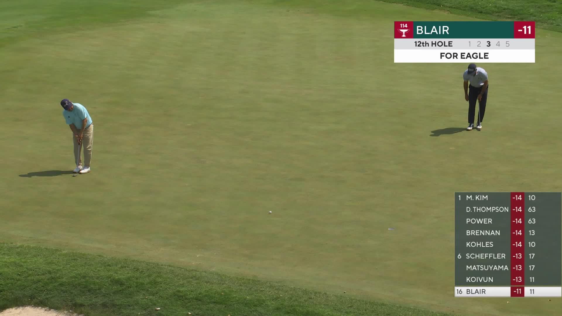 Zac Blair sinks 24-foot eagle putt on No. 12 at 3M Open