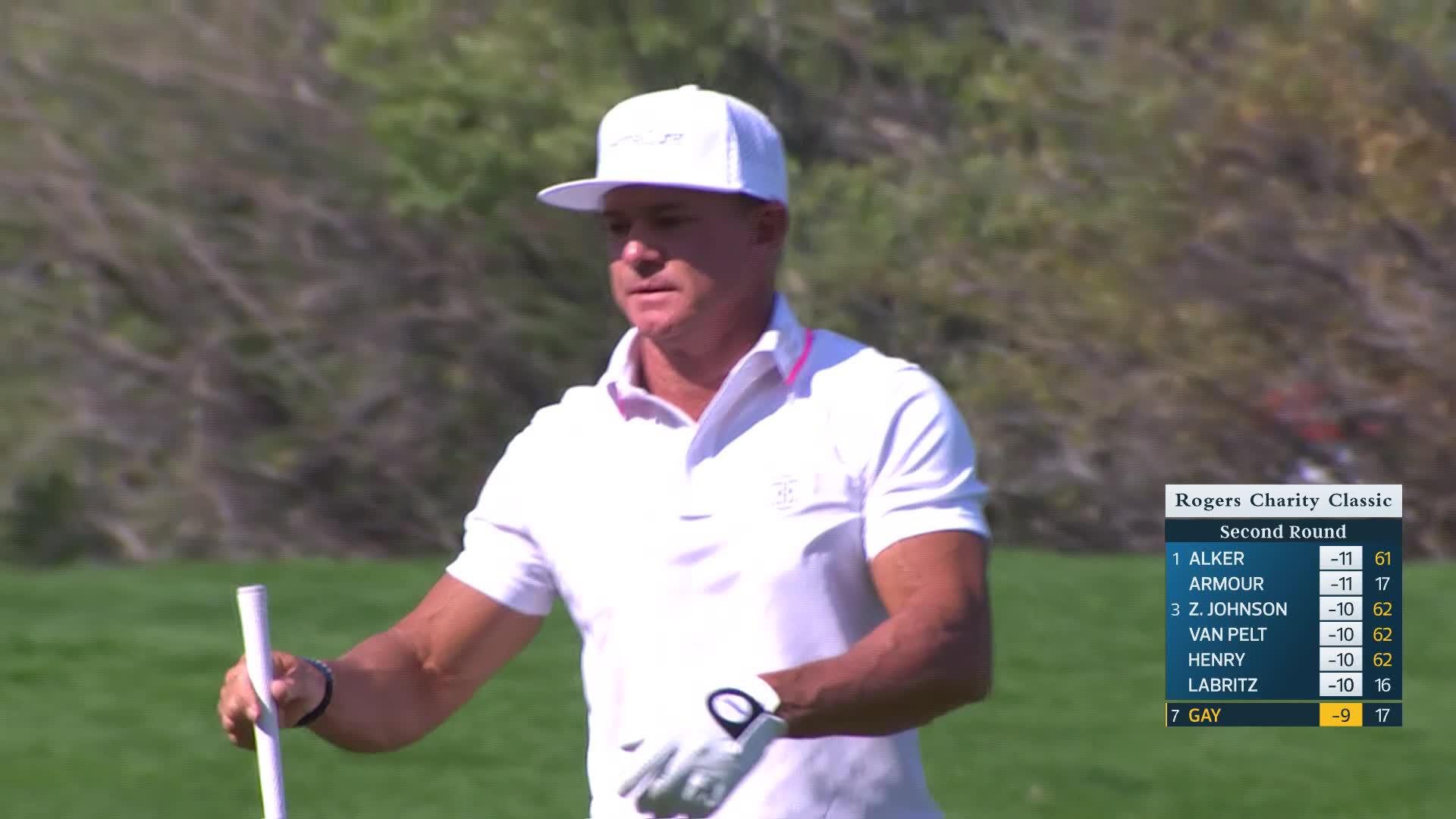 Brian Gay makes birdie on No. 18 at Rogers Charity Classic