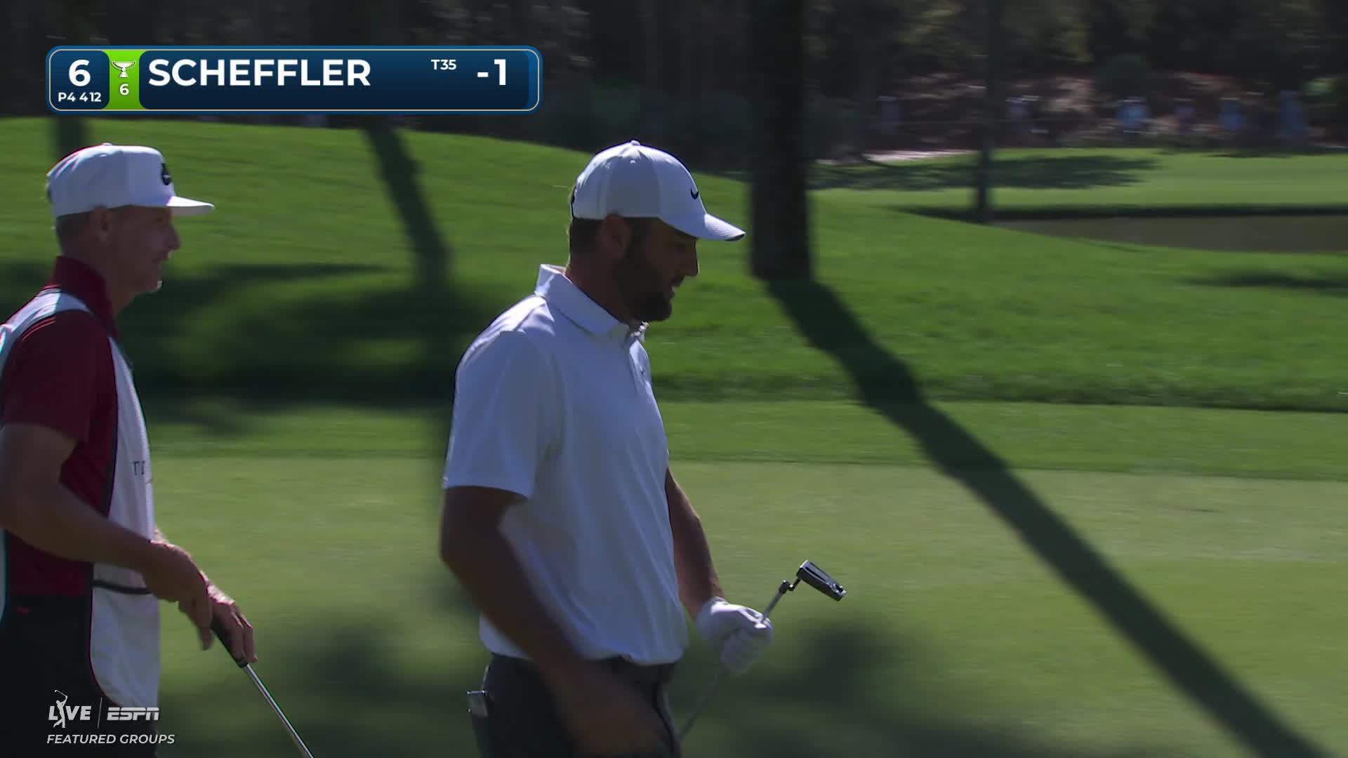 Scottie Scheffler sinks 19-foot birdie putt on No. 6 at THE PLAYERS