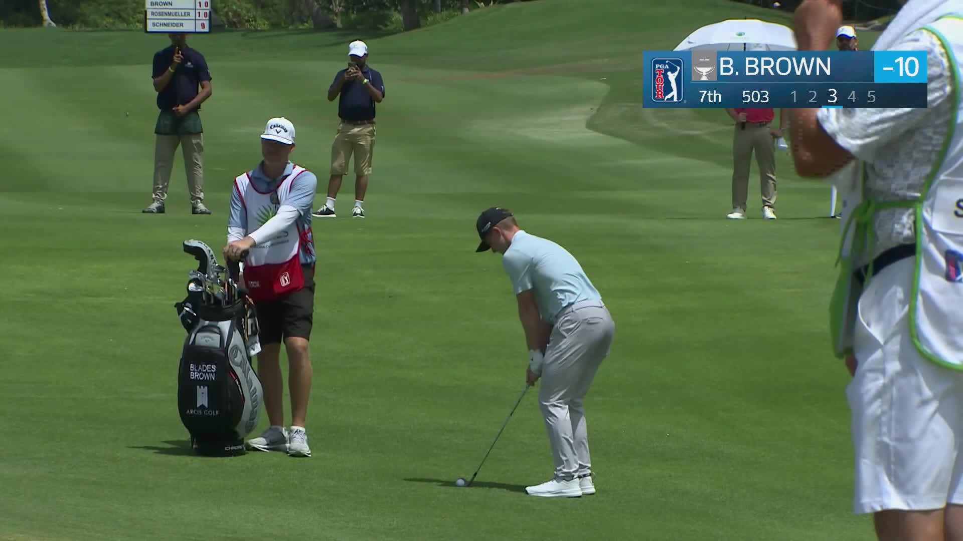 Blades Brown holes 85-foot shot for eagle on No. 7 at Corales Puntacana