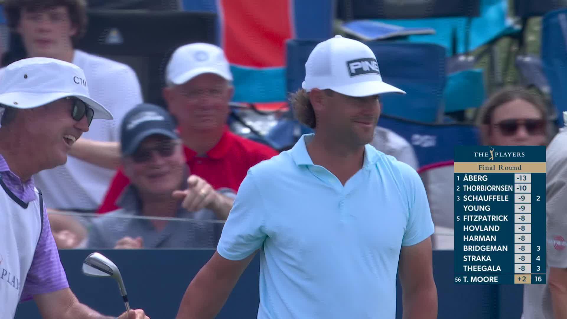 Taylor Moore hits 134-yard tee shot to 1 foot, nearly aces No. 17 at THE PLAYERS