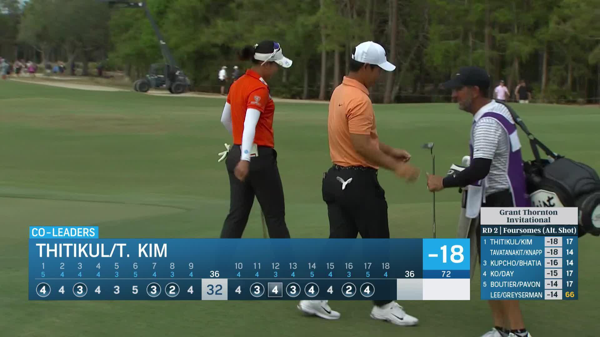 Jeeno Thitikul's eagle putt burns the edge of the cup at Grant Thornton