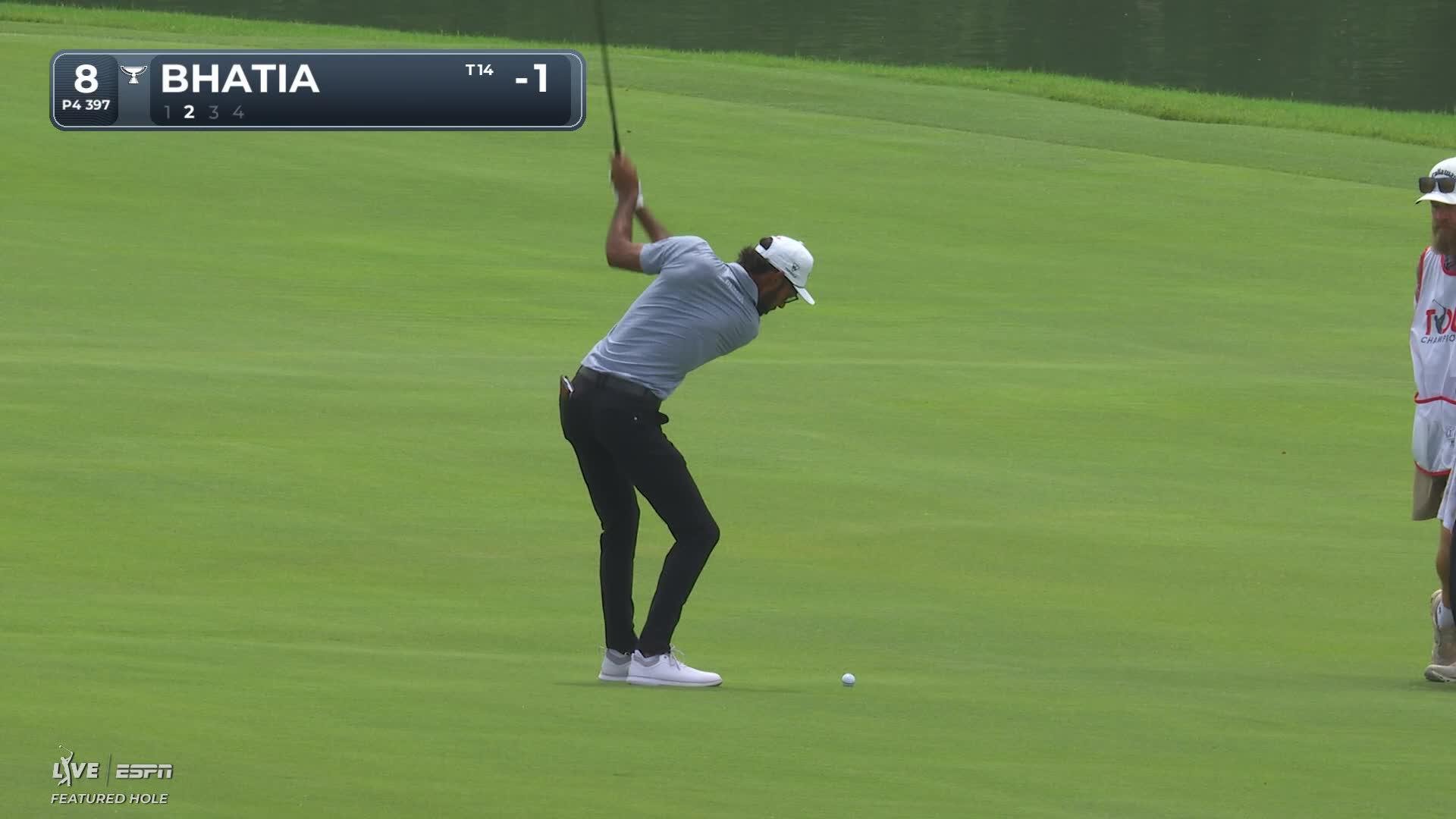 Akshay Bhatia's 140-yard approach sets up birdie on No. 8 at TOUR Championship