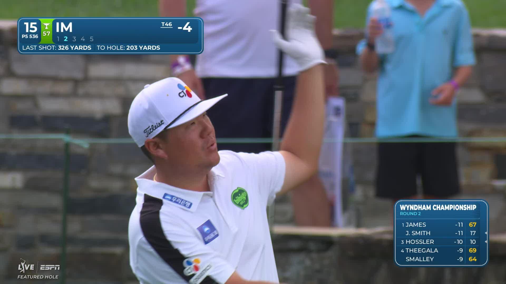 Sungjae Im sinks 9-foot putt for birdie on No. 15 at Wyndham