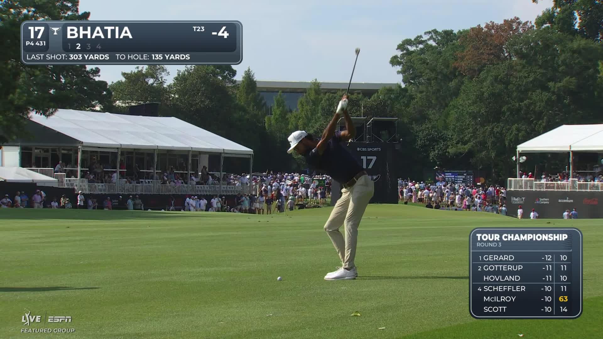 Akshay Bhatia's 139-yard approach sets up birdie on No. 17 at TOUR Championship