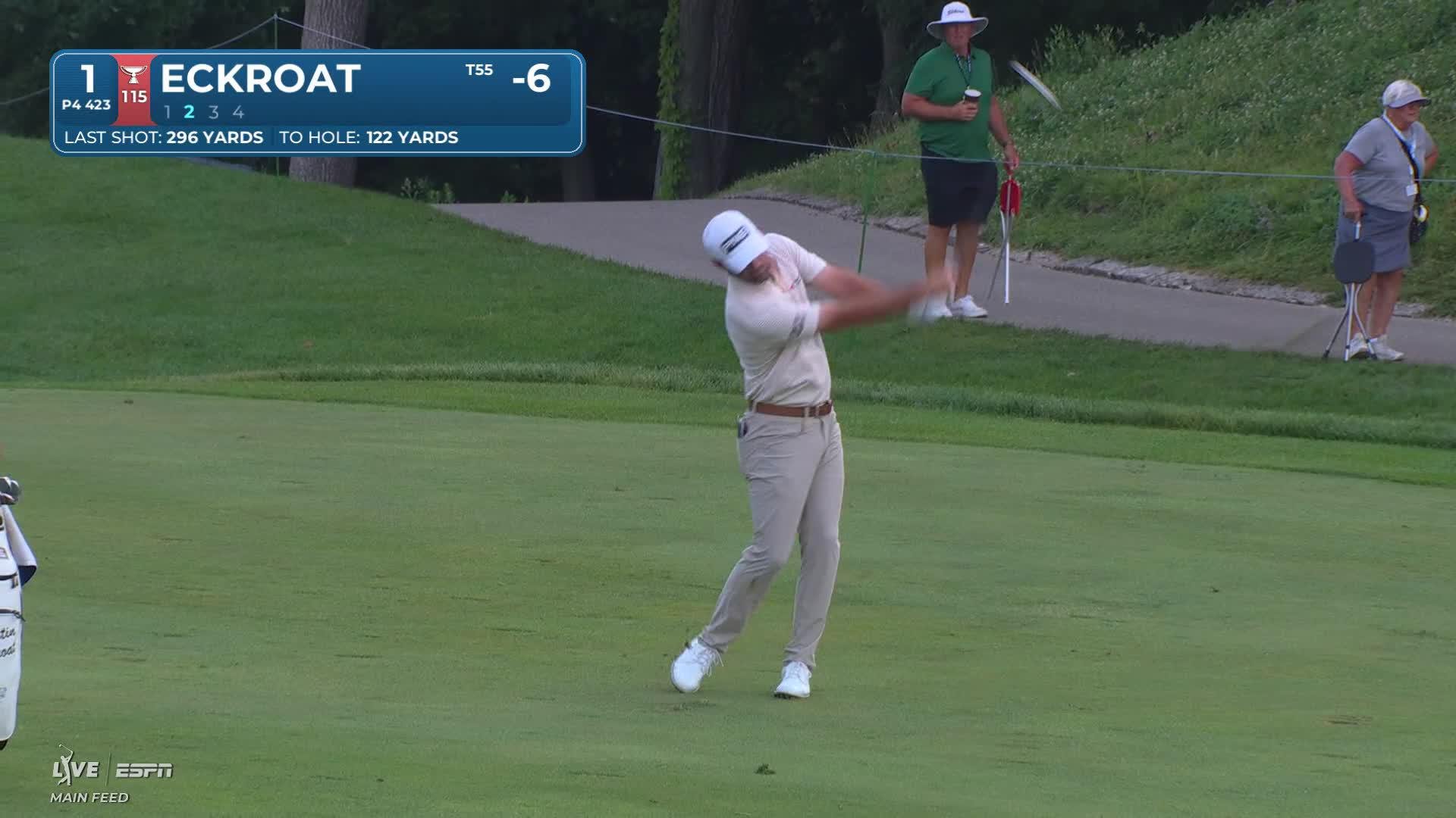 Austin Eckroat's 118-yard approach sets up birdie on No. 1 at John Deere