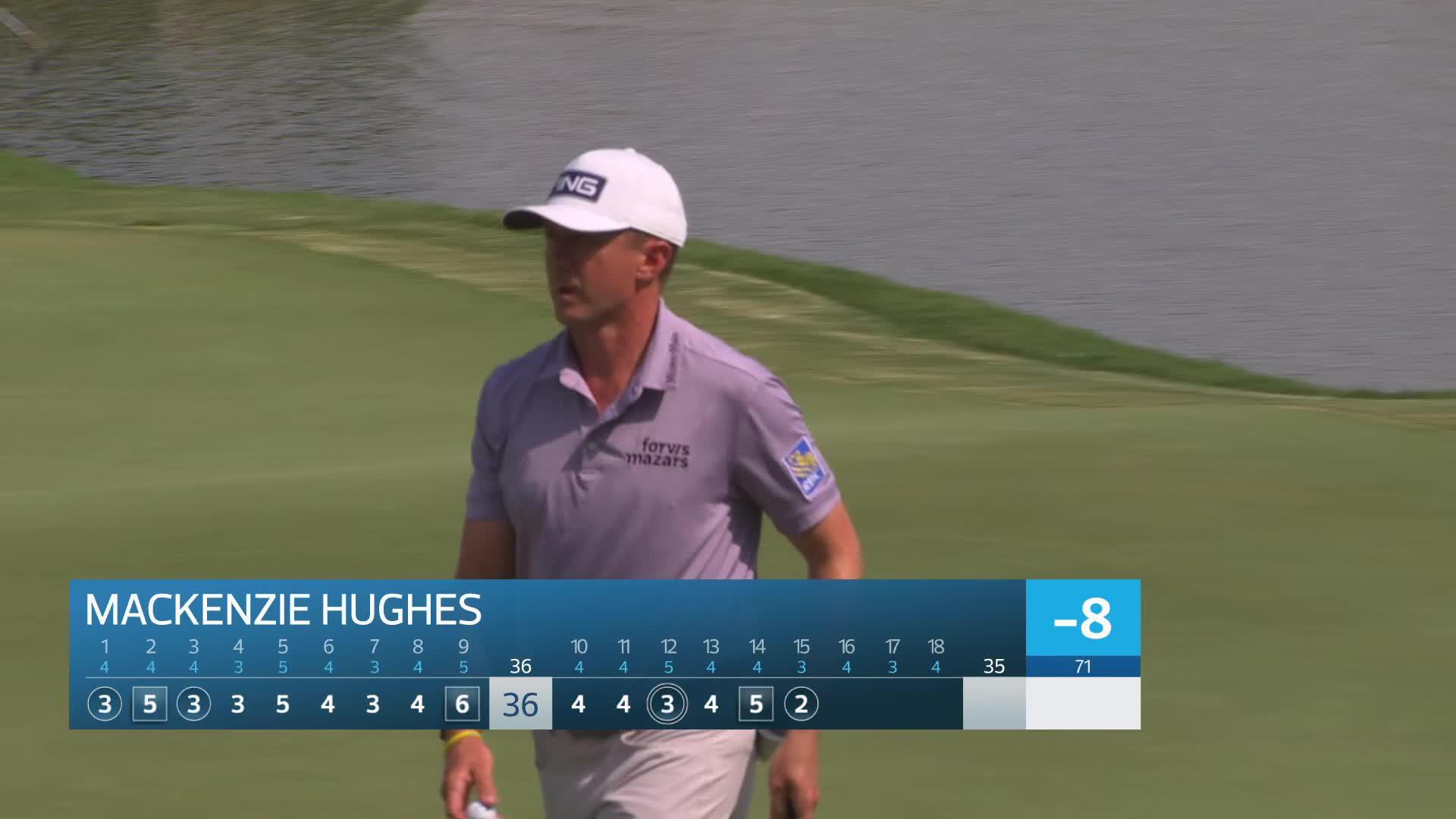 Mackenzie Hughes sinks 16-foot putt for birdie on No. 15 at THE CJ CUP