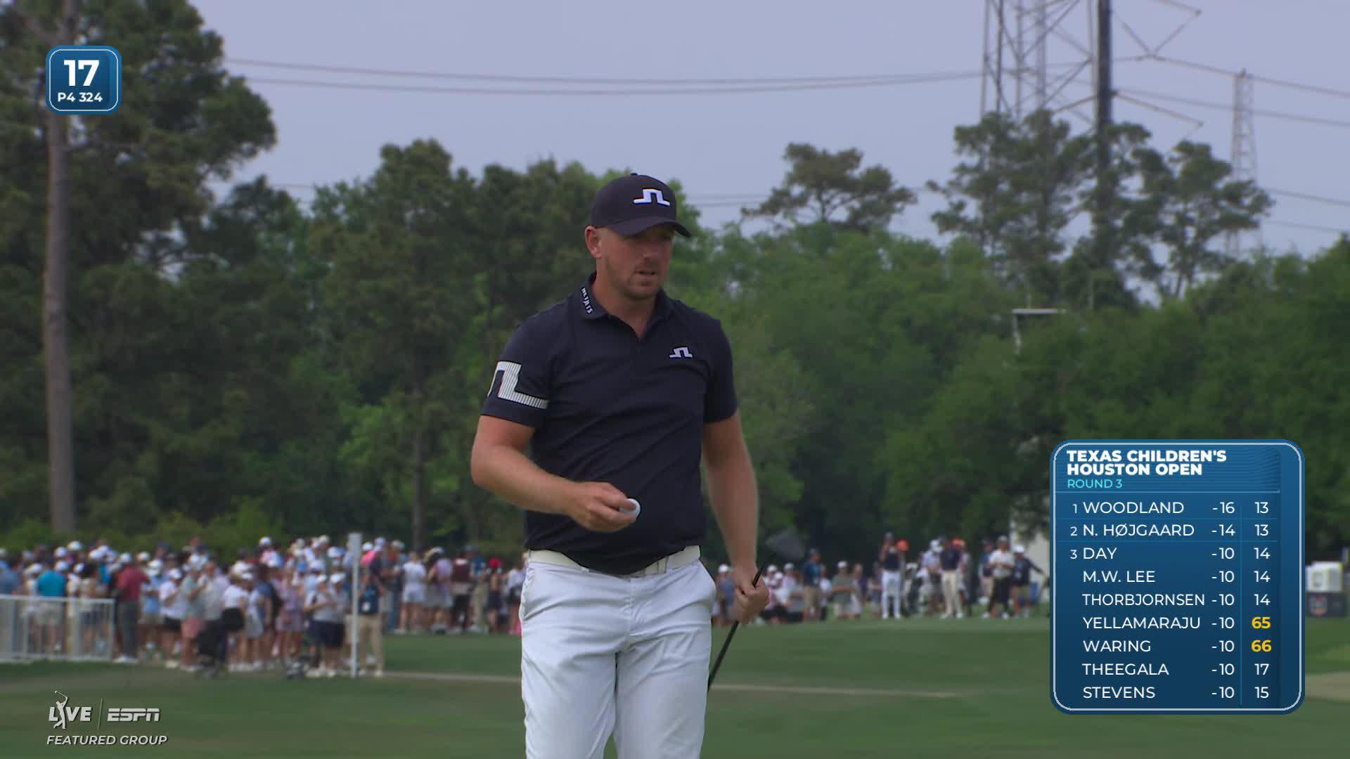 Matt Wallace taps in from 1 foot for birdie on No. 17 at Texas Children's