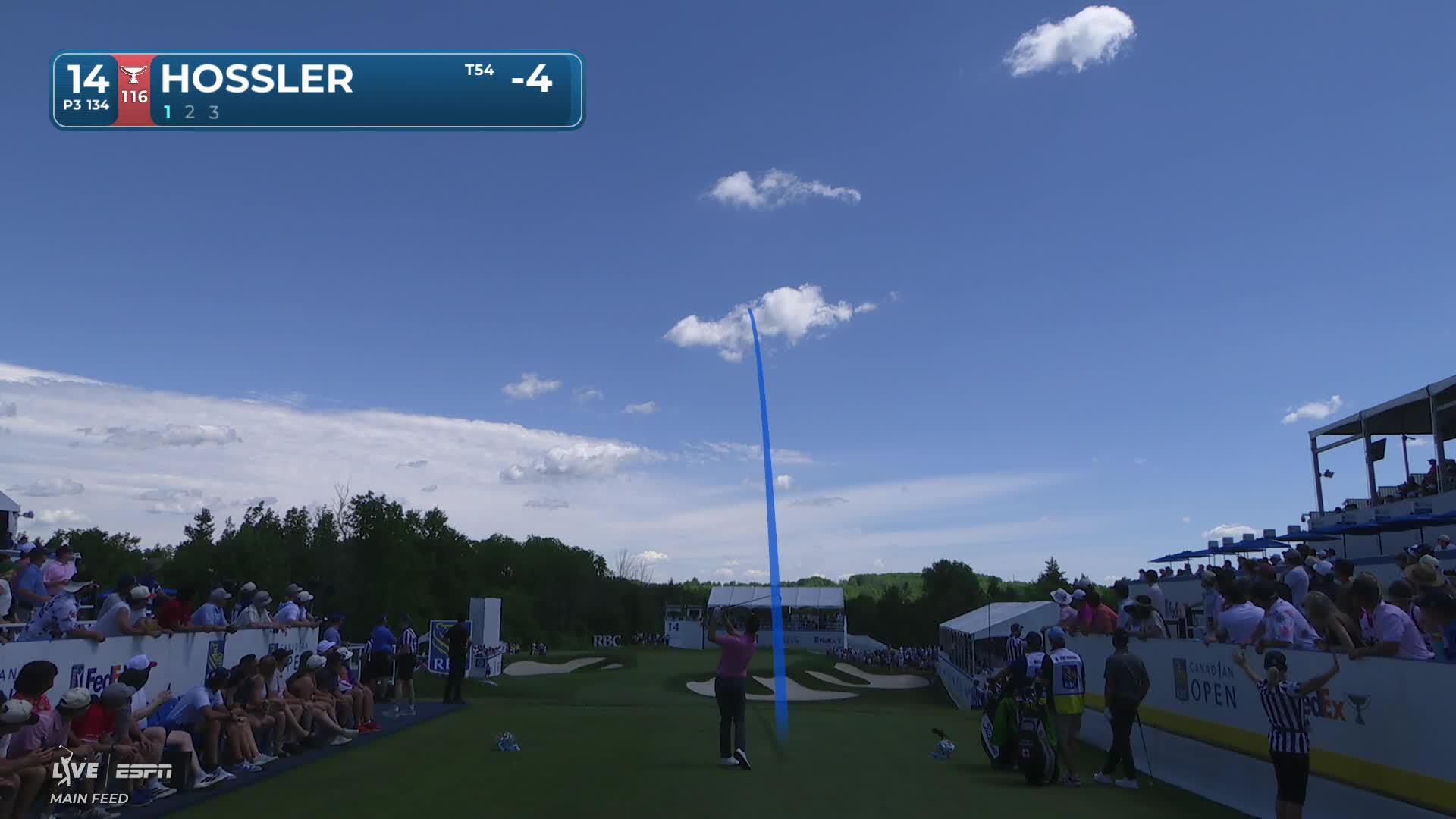 Beau Hossler hits tee shot to 2 feet, sets up birdie on No. 14 at RBC Canadian