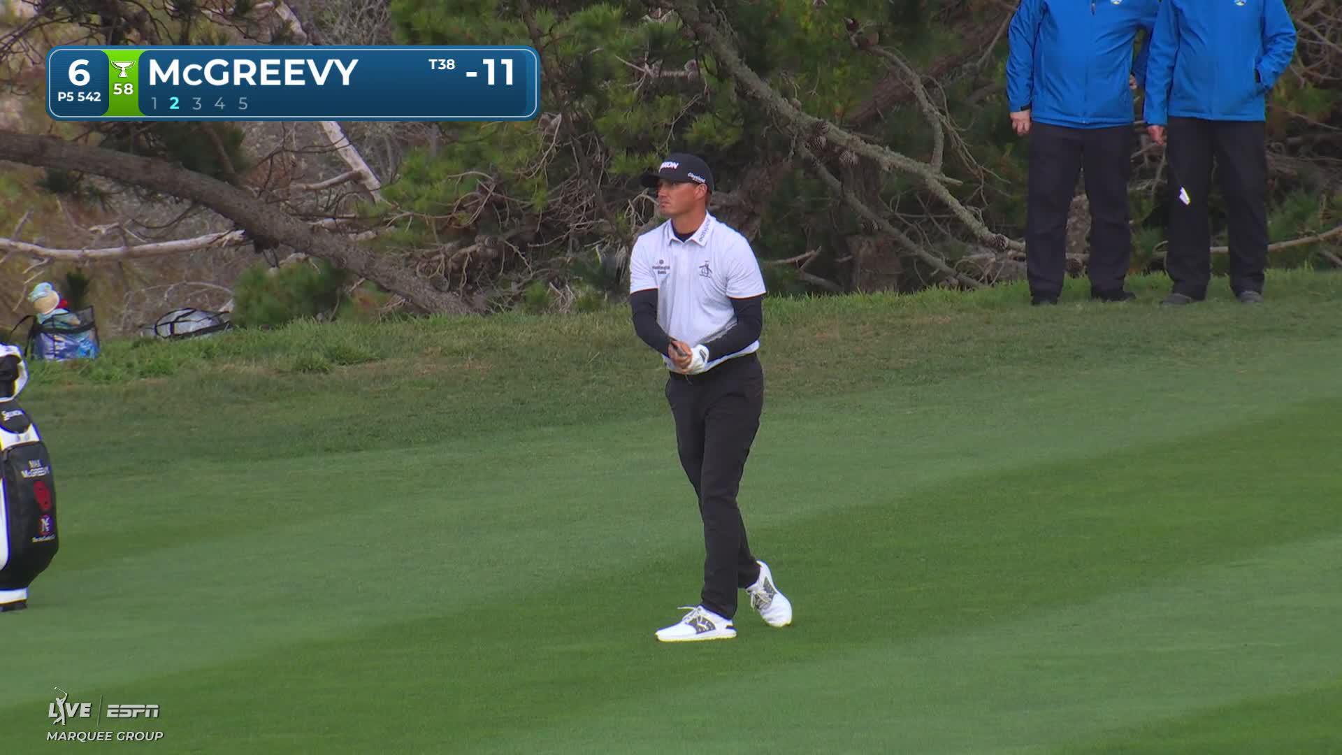 Max McGreevy sinks 10-foot birdie putt on No. 6 at AT&T Pebble Beach