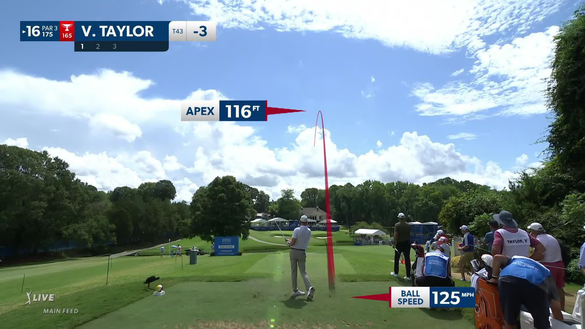 Vaughn Taylor nearly makes an ace on No. 16 at Wyndham