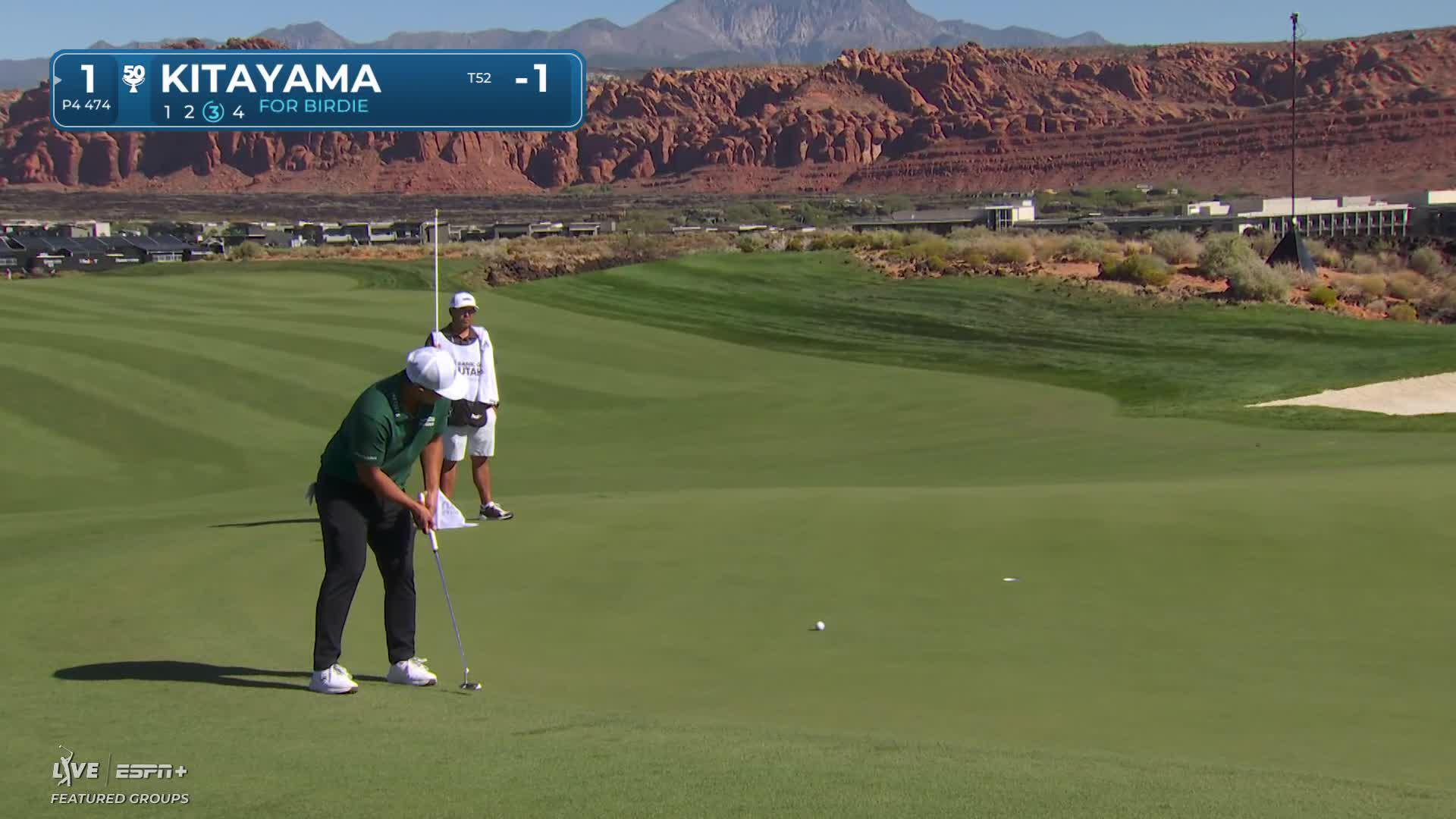 Kurt Kitayama holes out from 15-foot for birdie on No. 1 at Bank of Utah