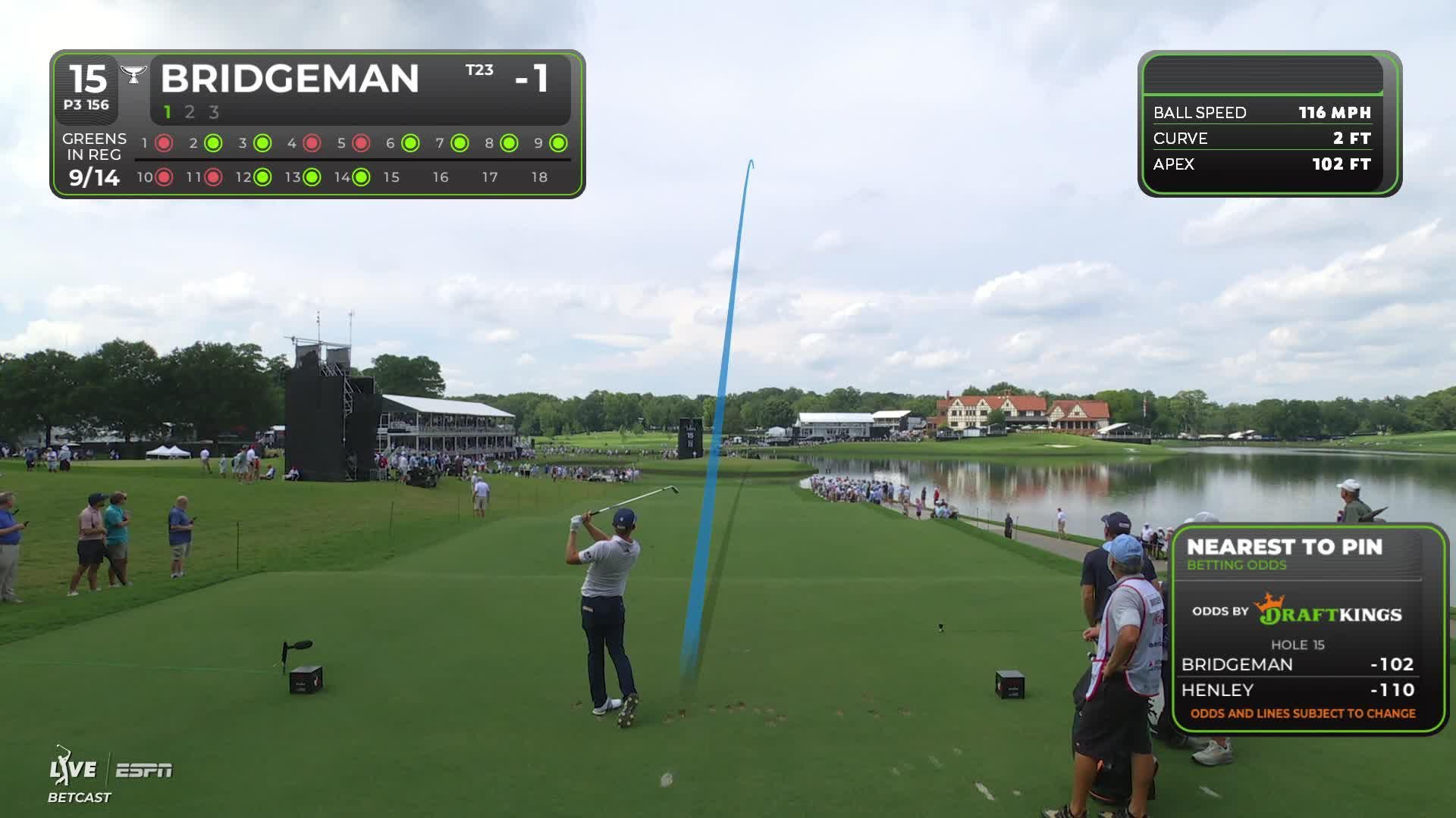 Jacob Bridgeman hits tee shot to 11 feet, sets up birdie on No. 15 at TOUR Championship
