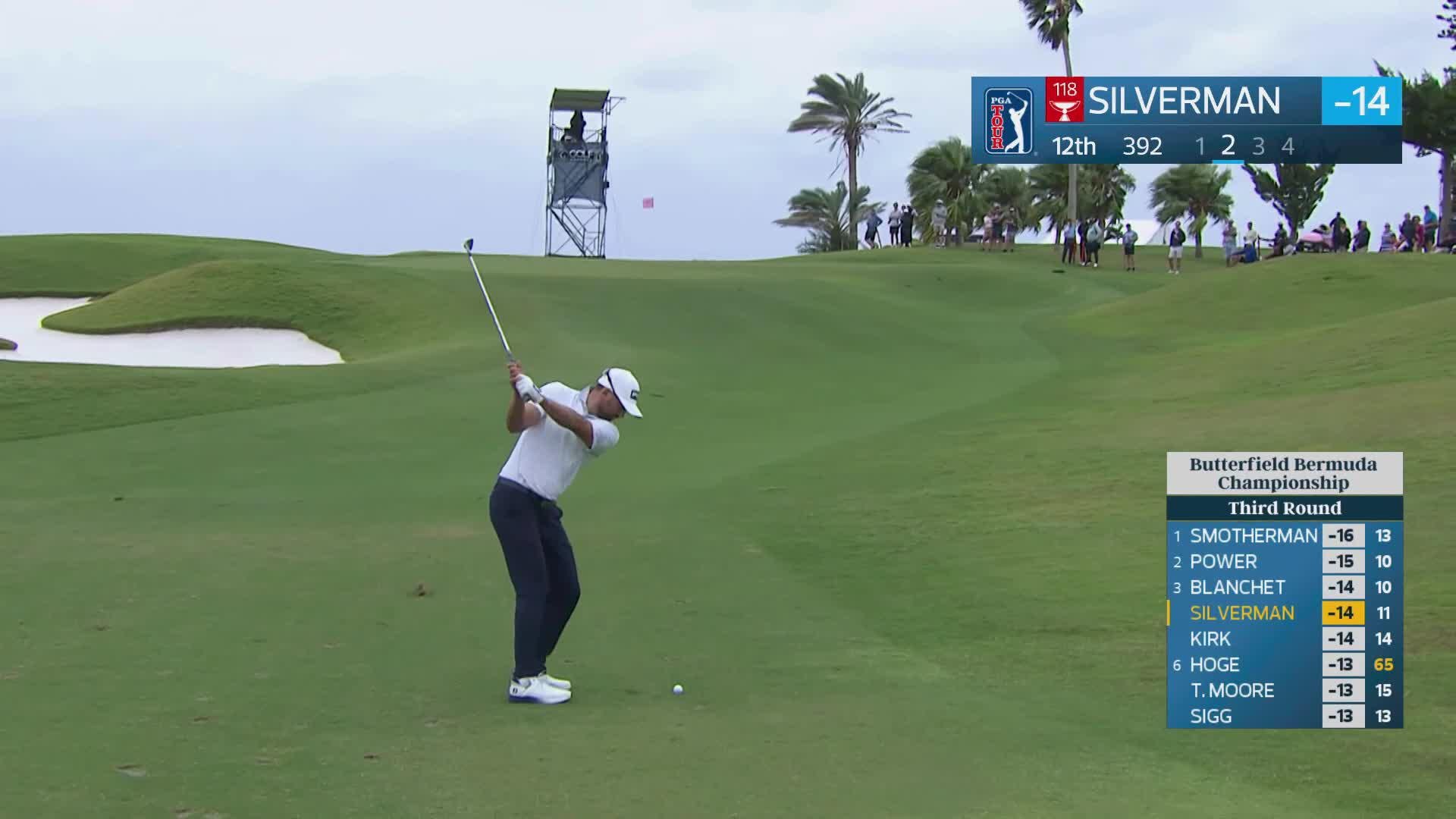 Ben Silverman sinks 23-foot birdie putt on No. 12 at Butterfield Bermuda