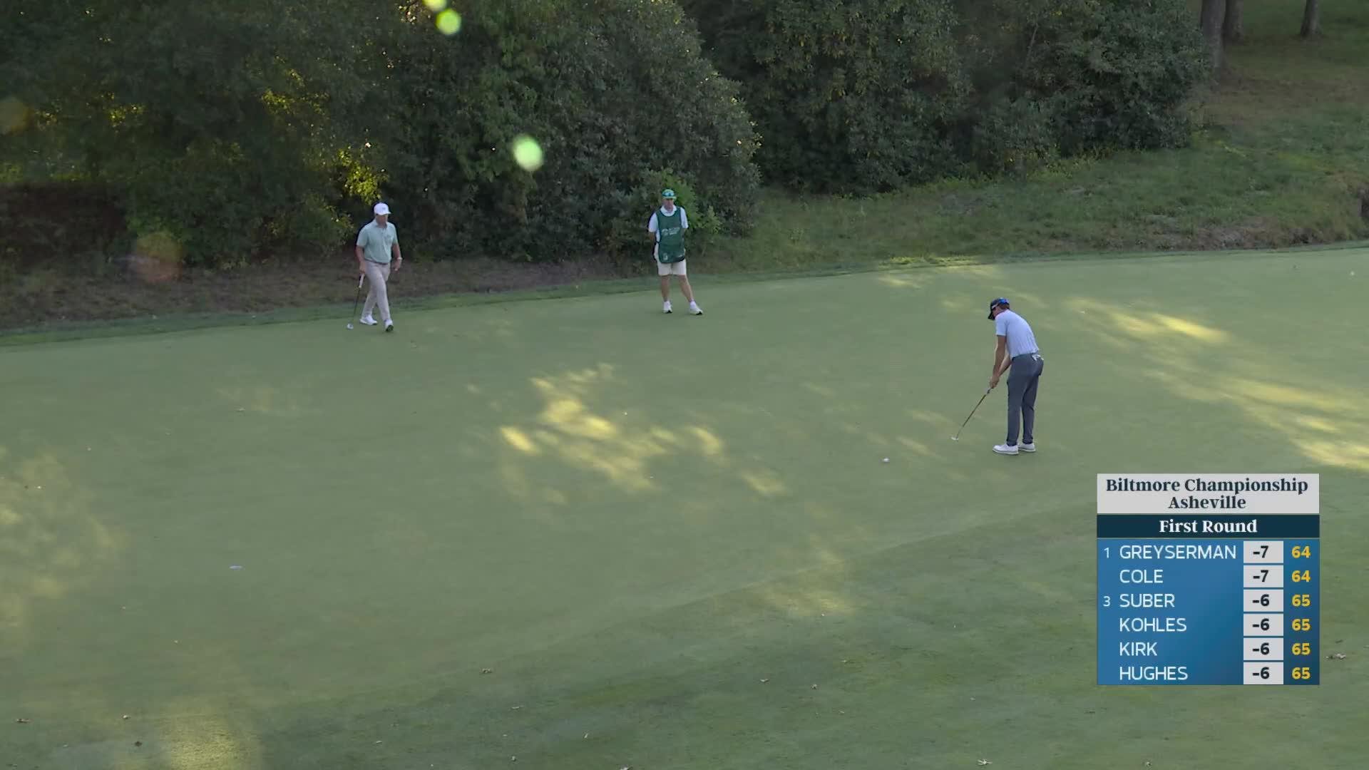 Adam Schenk drains 28-foot birdie putt on No. 9 at Biltmore Championship