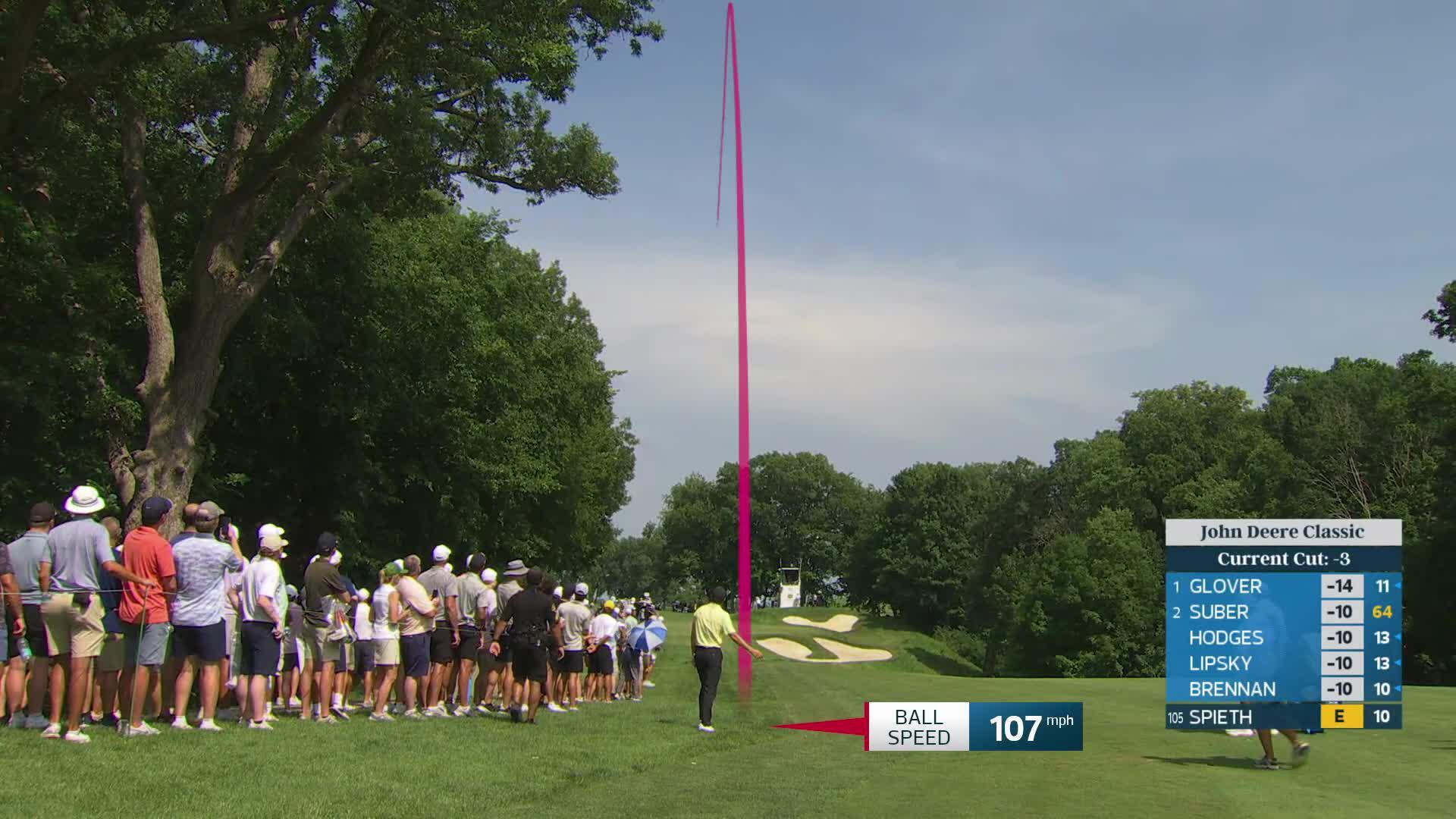 Jordan Spieth's 159-yard approach sets up birdie on No. 11 at John Deere