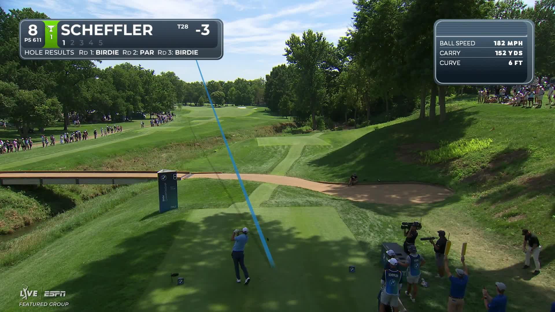 Scottie Scheffler holes 41-foot shot for eagle on No. 8 at BMW Championship