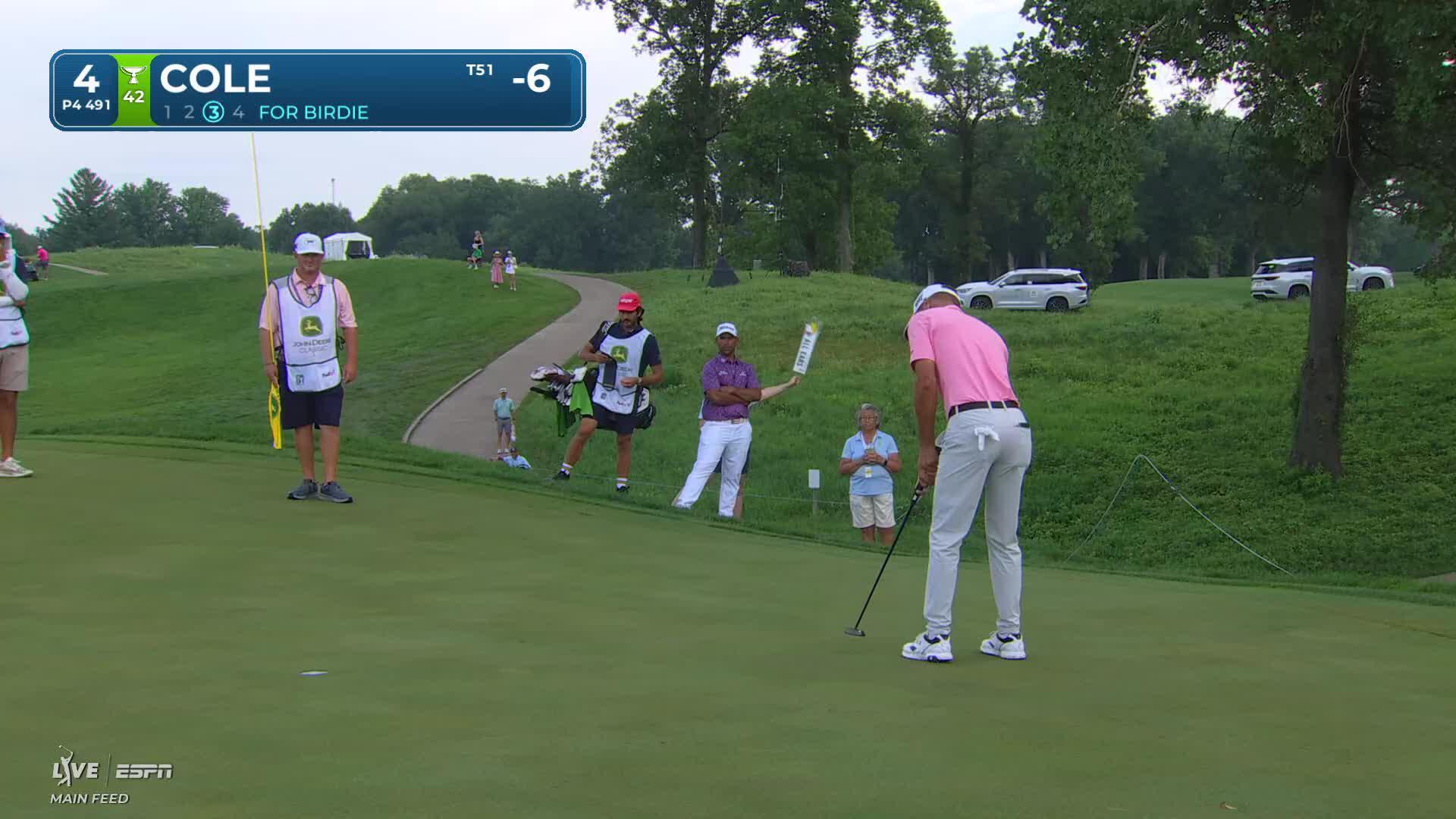 Eric Cole sinks 8-foot birdie putt on No. 4 at John Deere