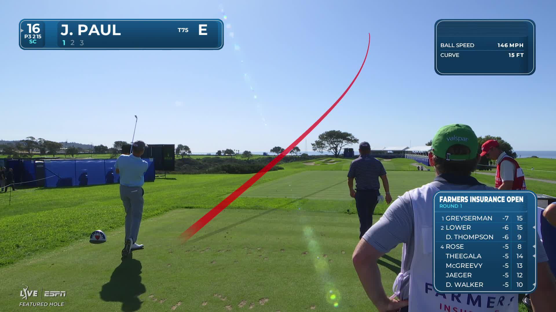 Jeremy Paul hits 217-yard tee shot to 5 feet, sets up birdie on No. 16 at Farmers