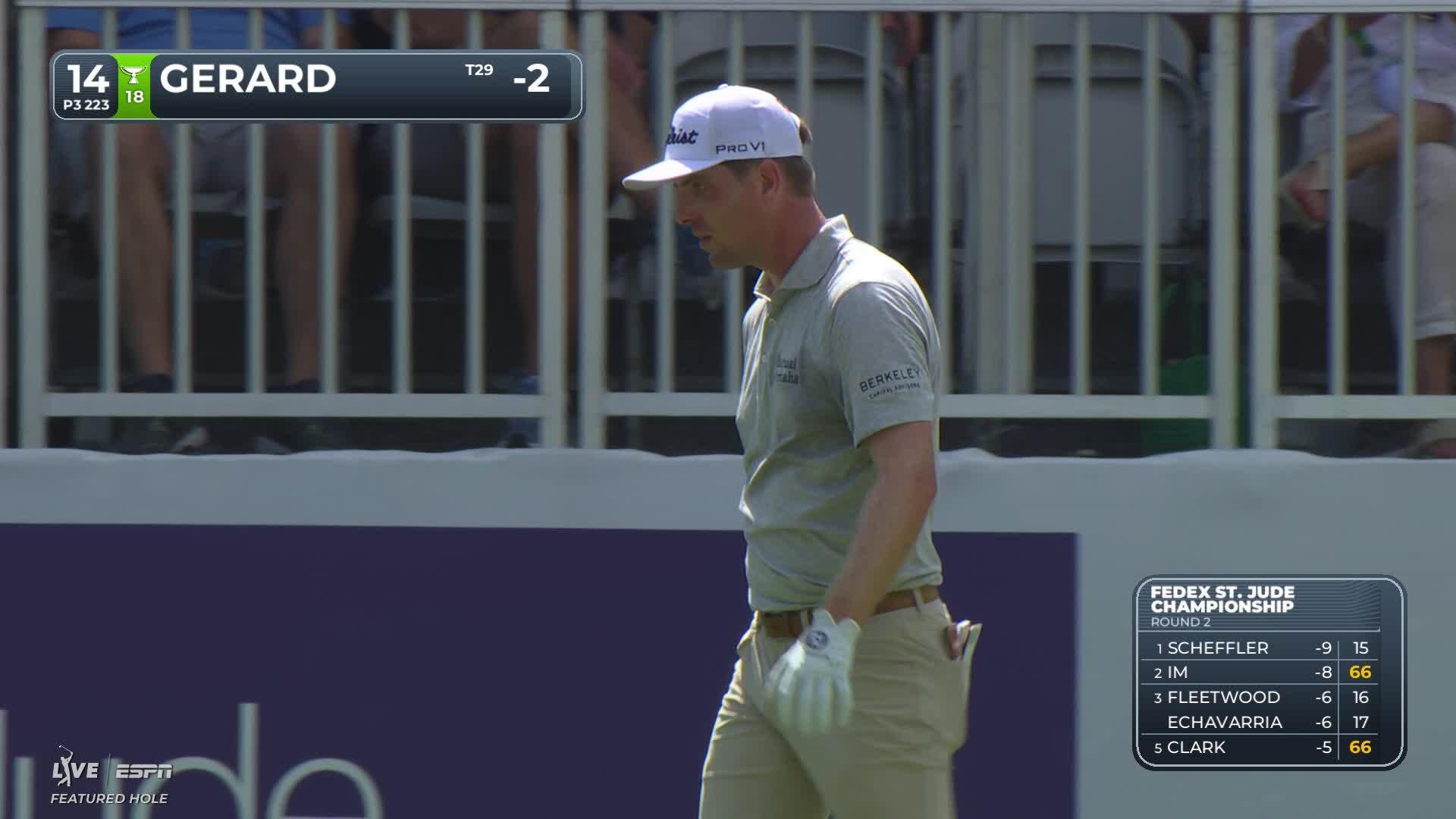 Ryan Gerard hits tee shot to 10 feet, sets up birdie on No. 14 at FedEx St. Jude