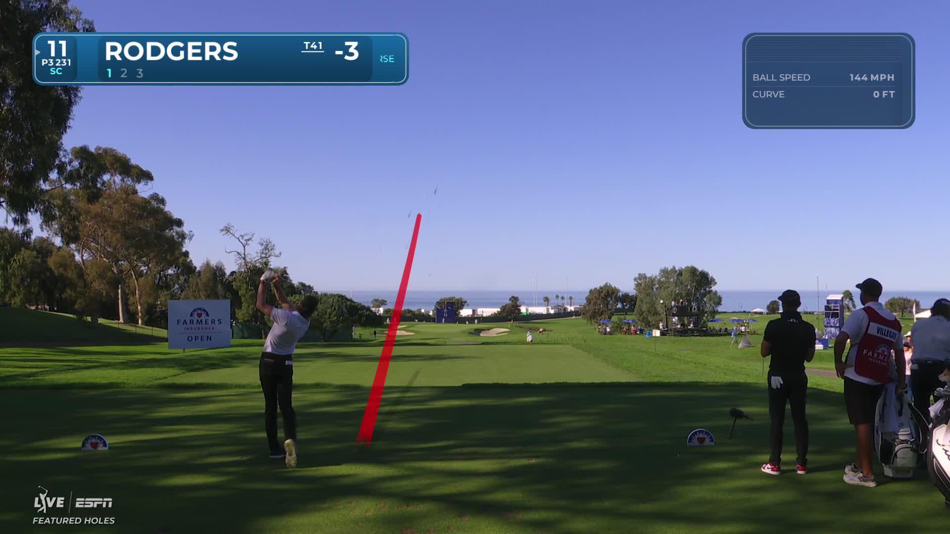 Patrick Rodgers sinks 47-foot birdie putt on No. 11 at Farmers