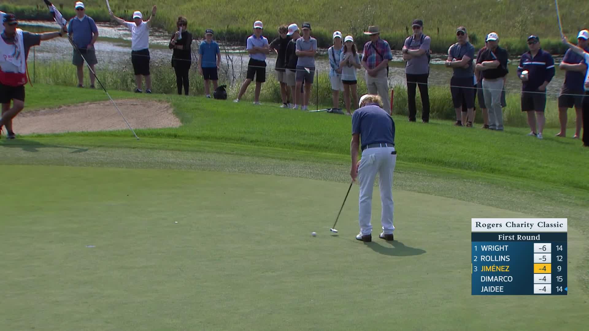 Miguel Angel Jiménez makes birdie on No. 10 at Rogers Charity Classic