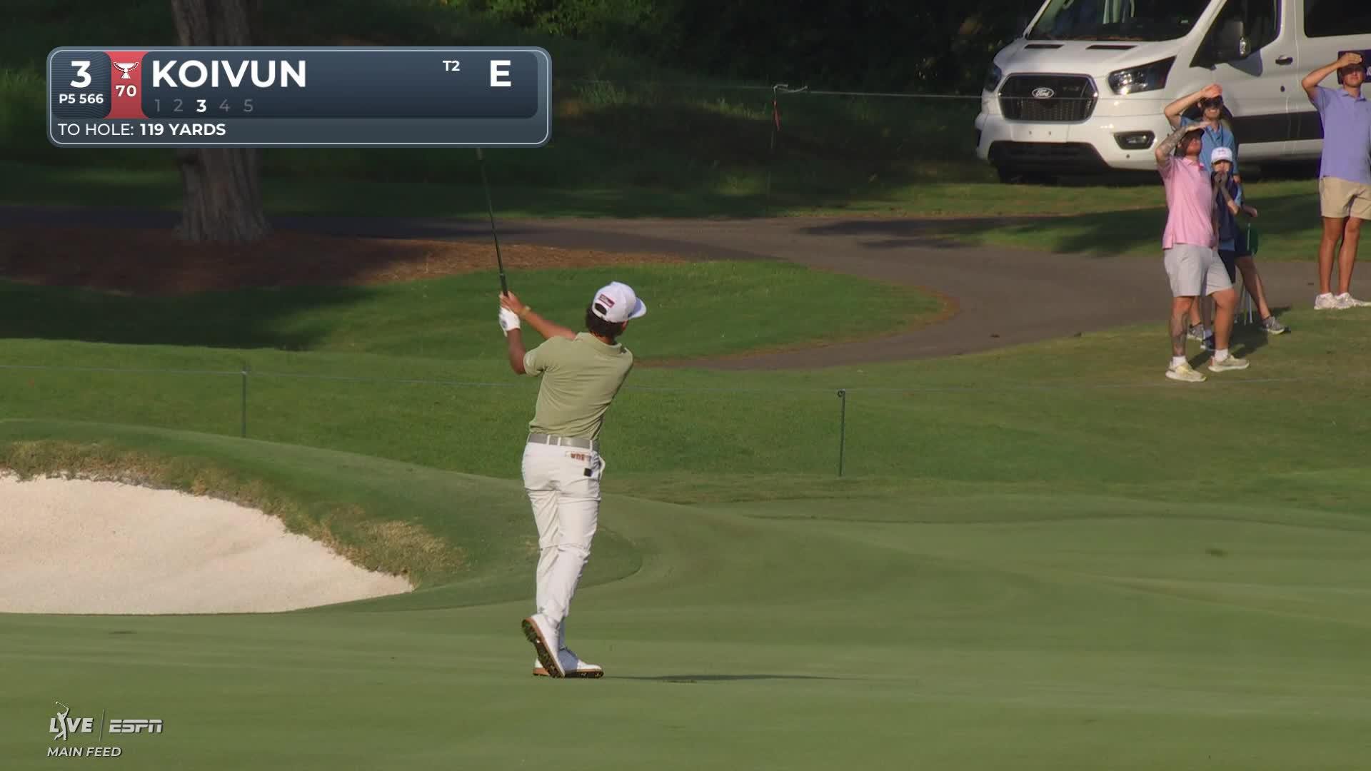 Jackson Koivun's 120-yard approach sets up birdie on No. 3 at FedEx St. Jude