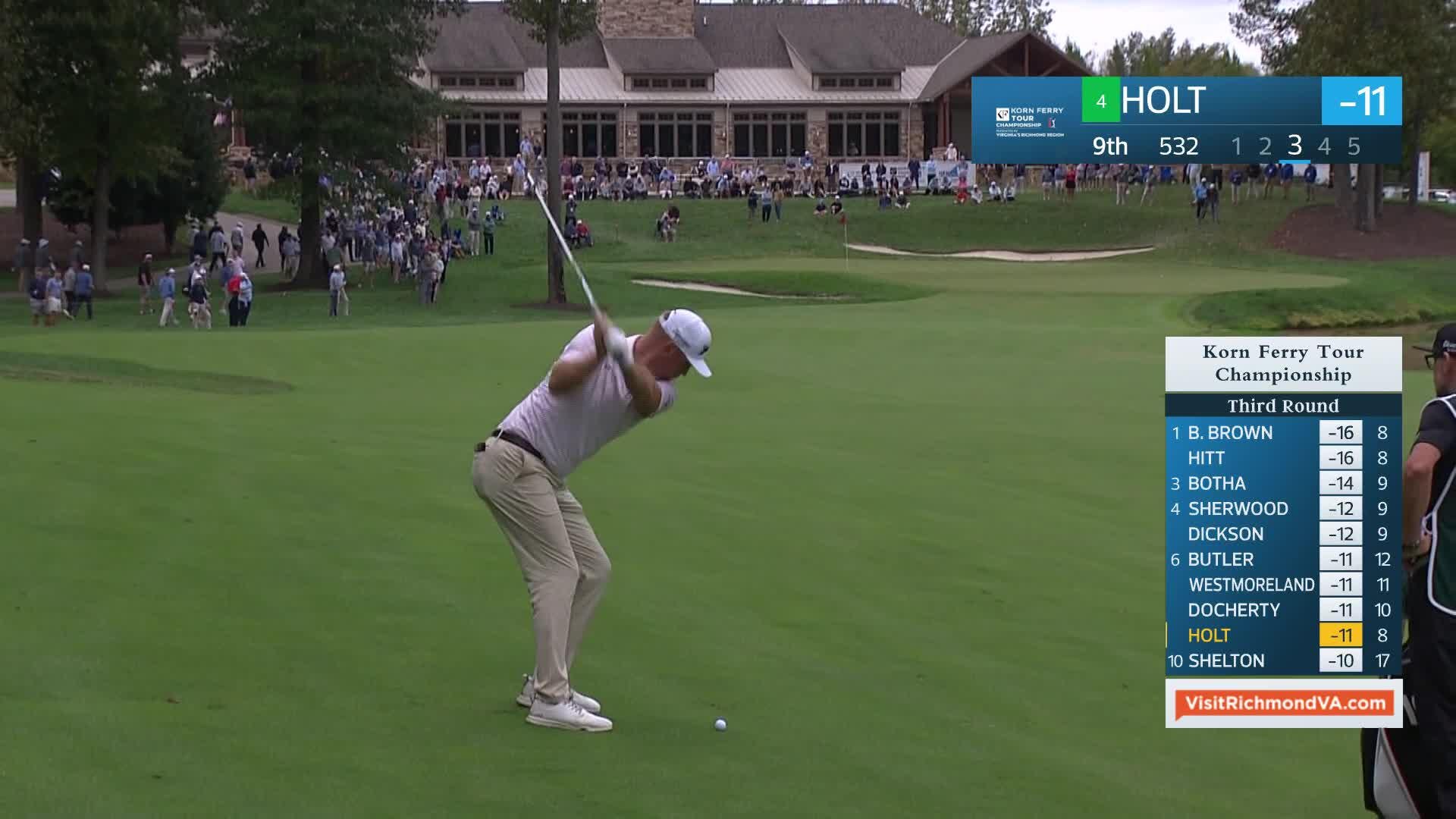 Ian Holt makes birdie on No. 9 at Korn Ferry Tour Champ