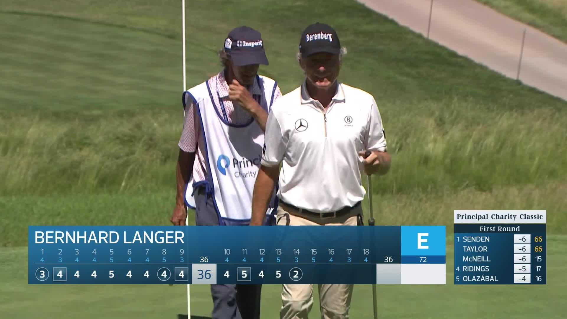 Bernhard Langer makes birdie on No. 14 at Principal Charity Classic