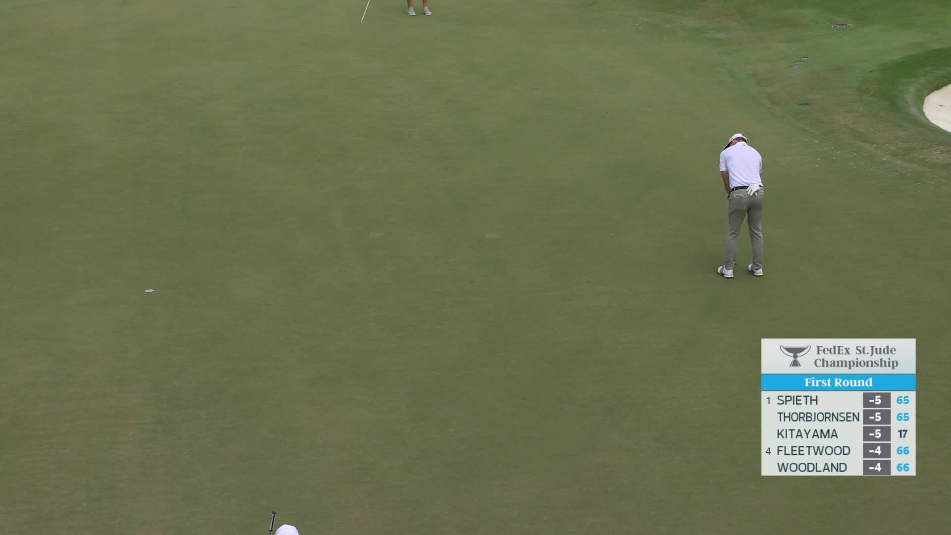 Jacob Bridgeman sinks 20-foot birdie putt on No. 5 at FedEx St. Jude