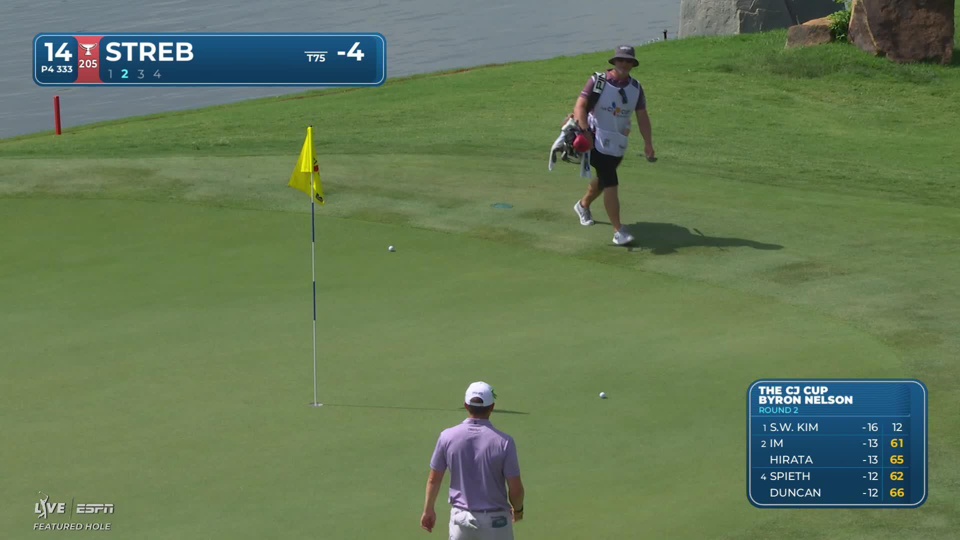 Robert Streb's 47-yard approach sets up birdie on No. 14 at THE CJ CUP