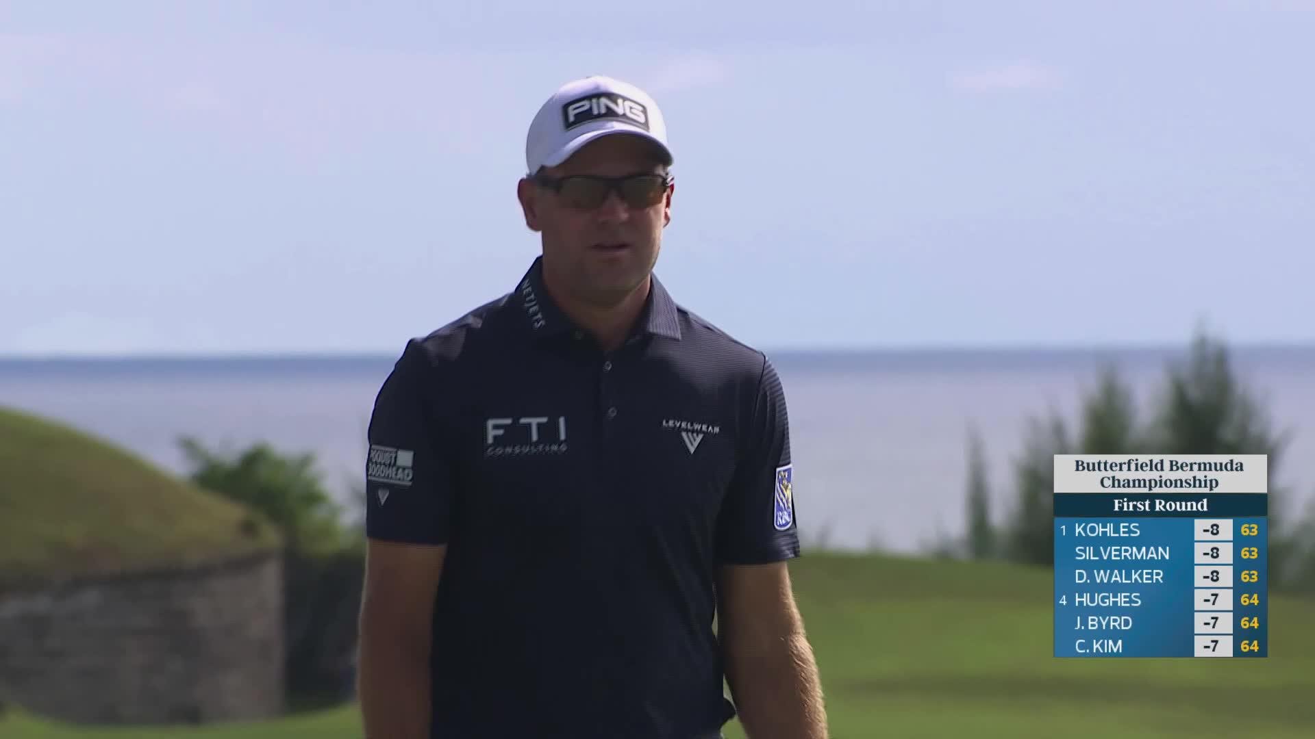 Corey Conners drains 10-foot birdie putt on No. 9 at Butterfield Bermuda