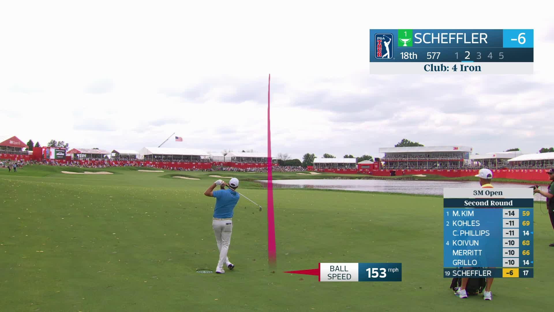 Scottie Scheffler drains 5-foot putt for birdie on No. 18 at 3M Open