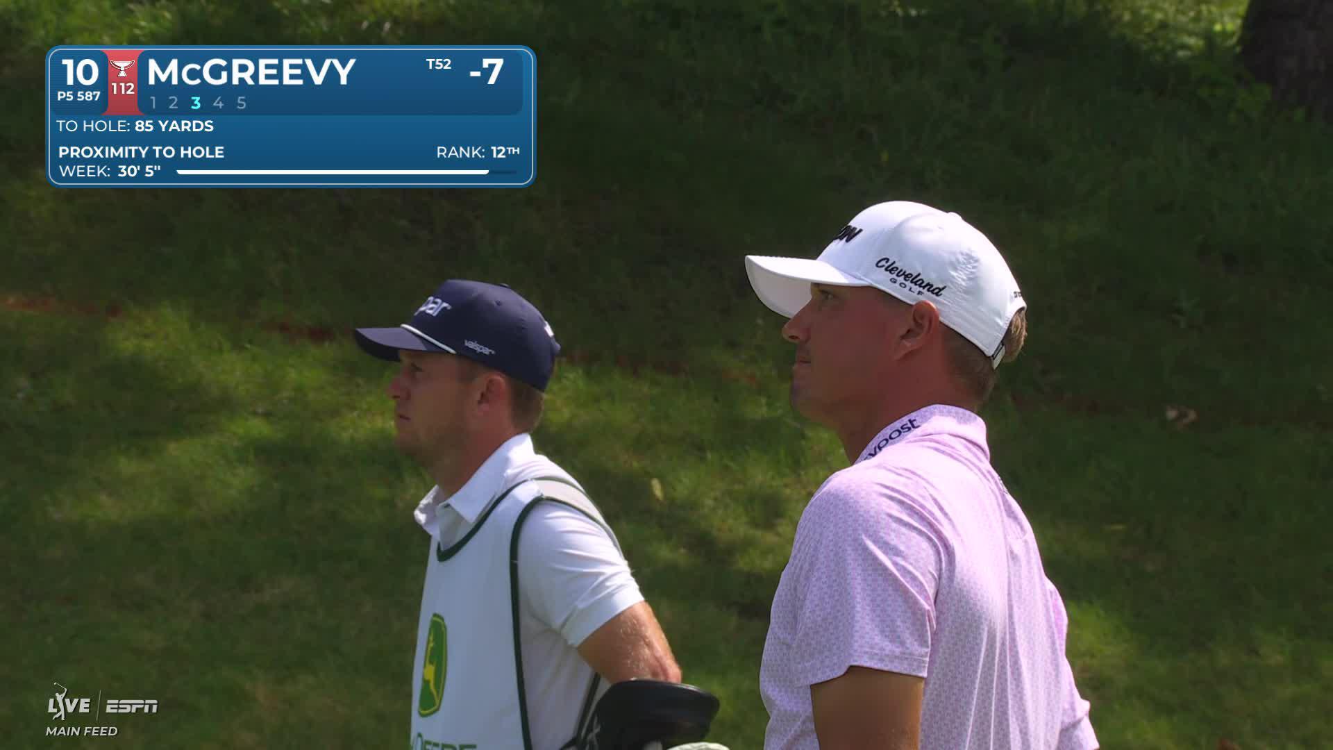 Max McGreevy gets up-and-down from 86 yards for birdie on No. 10 at John Deere