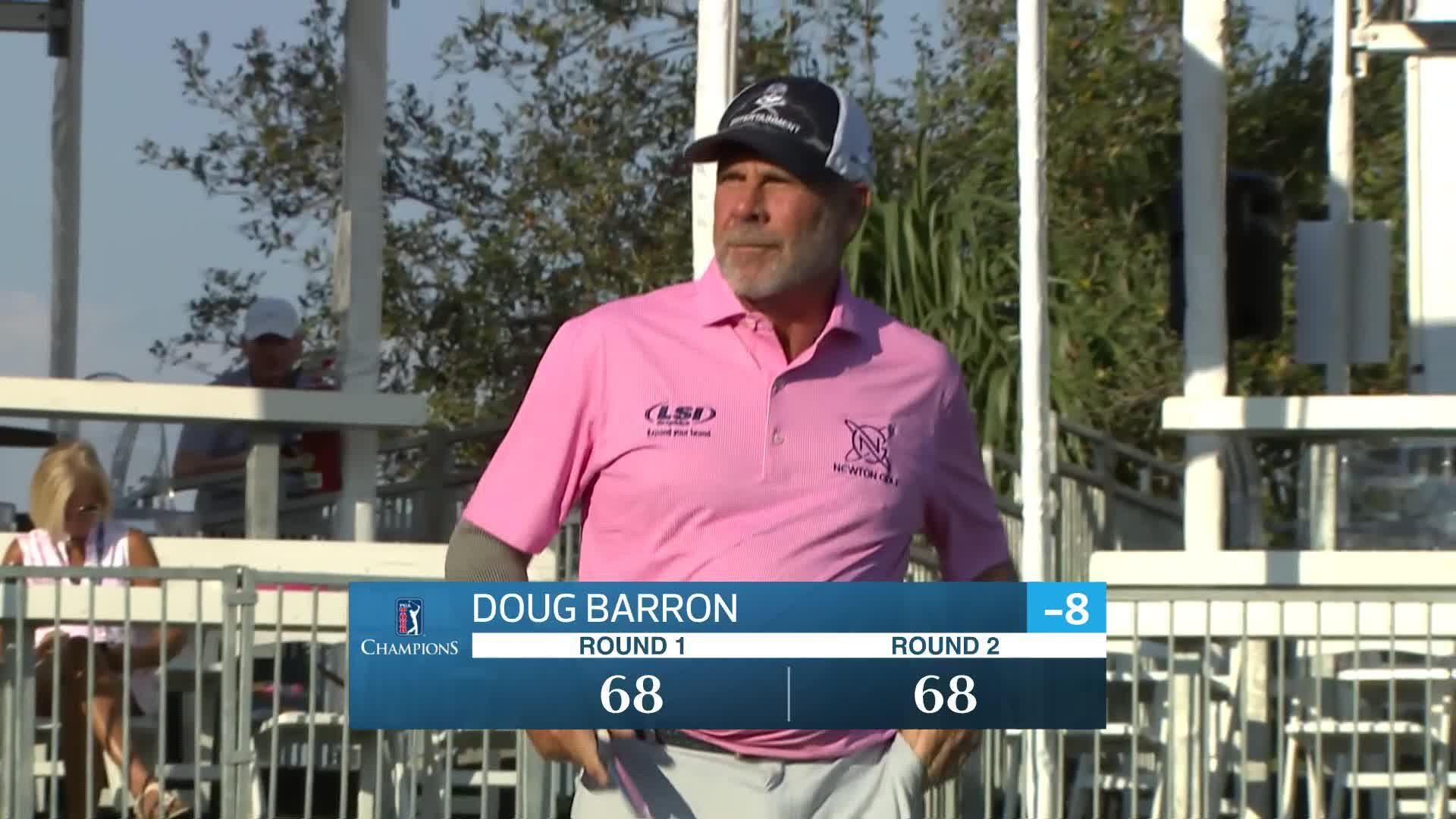Doug Barron makes eagle putt on No. 18 at Chubb Classic