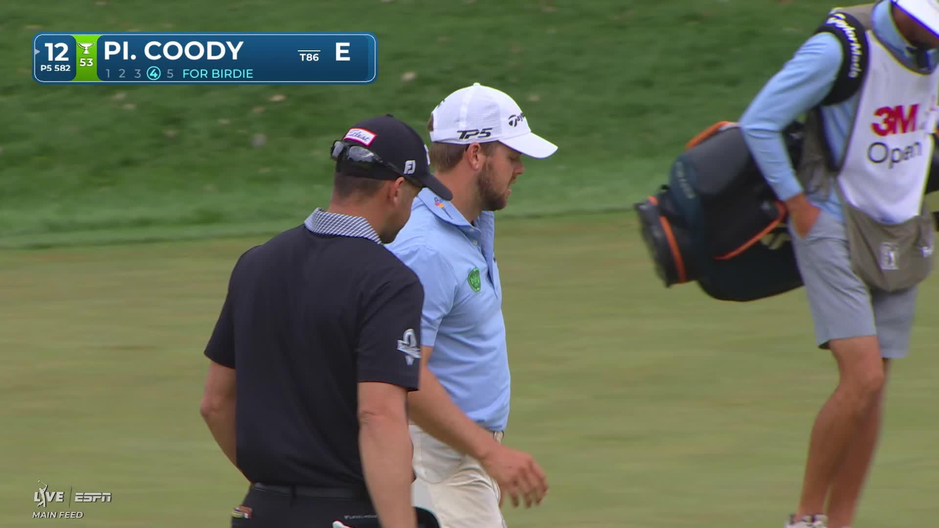Pierceson Coody sinks 10-foot putt for birdie on No. 12 at 3M Open