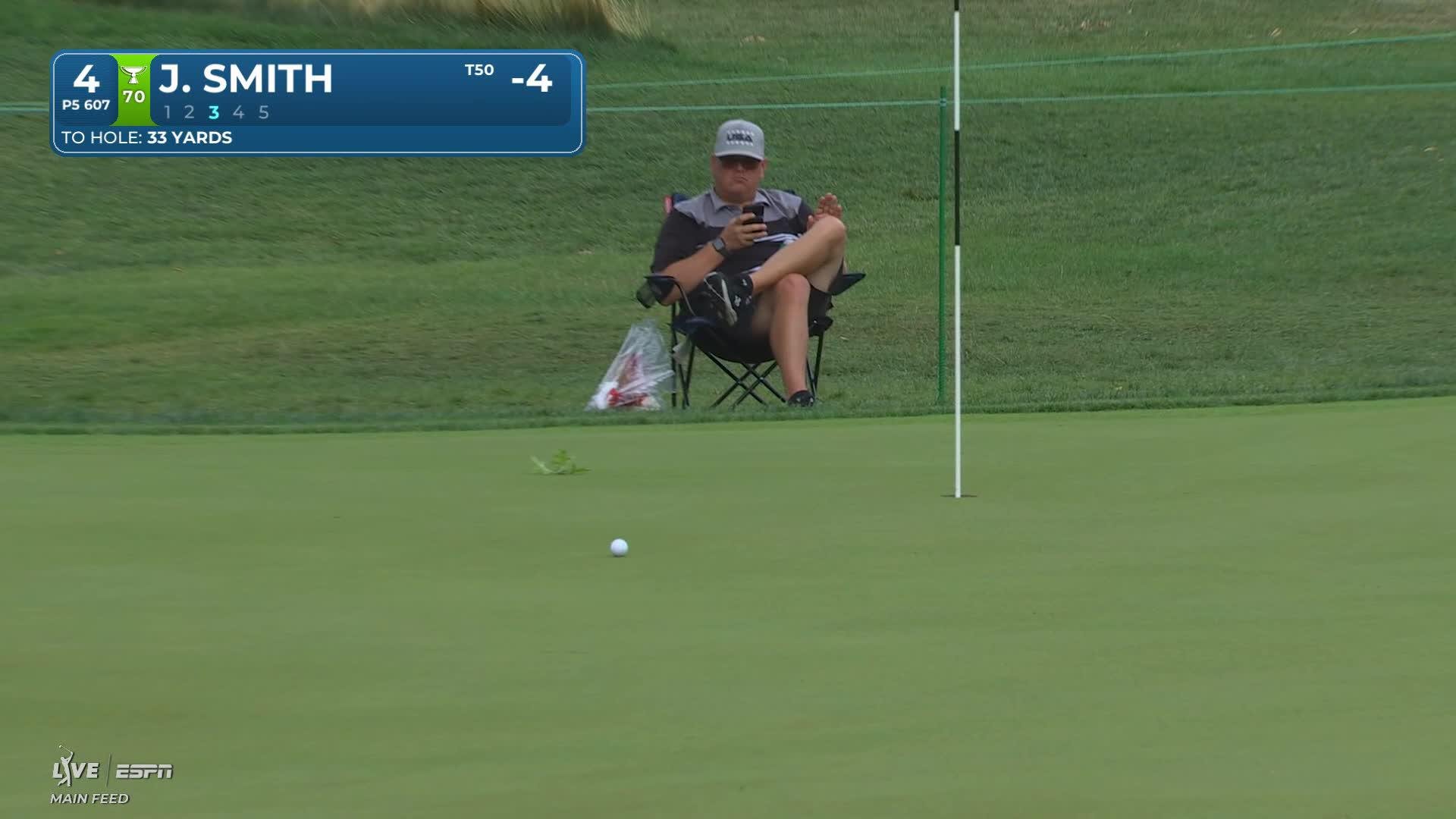 Jordan L Smith drains 5-foot putt for birdie on No. 4 at Rocket Classic