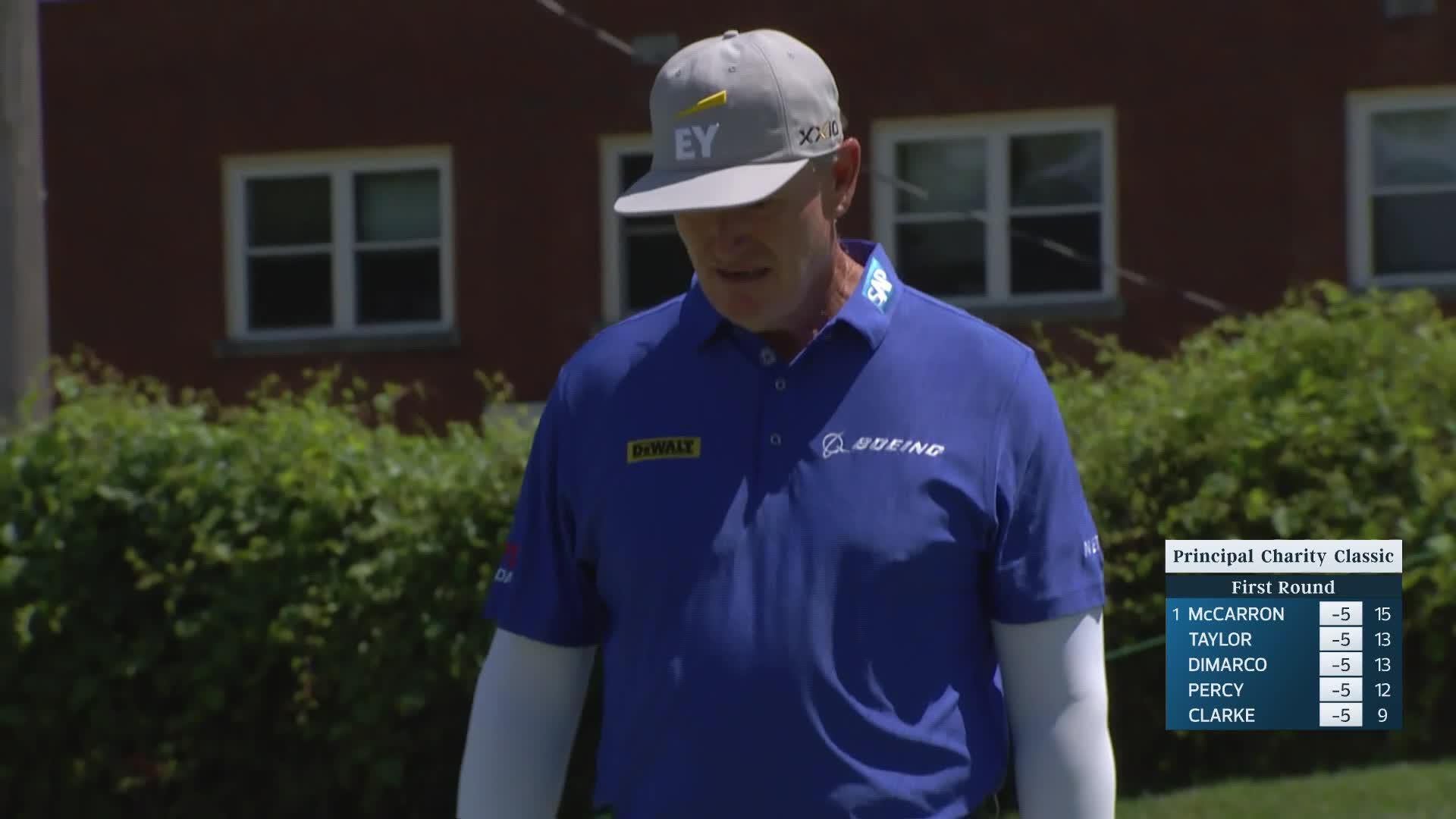 Ernie Els makes birdie putt on No. 8 at Principal Charity Classic