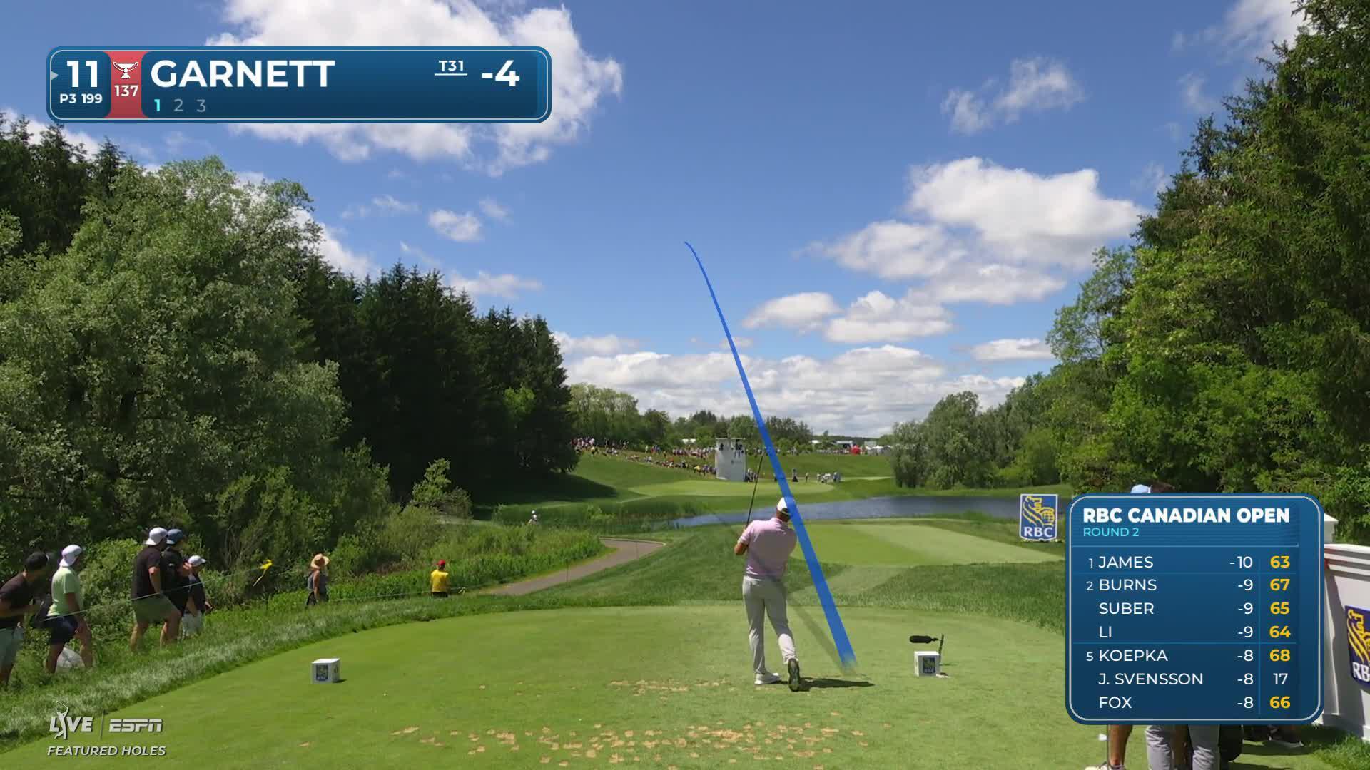 Brice Garnett hits tee shot to 7 feet, sets up birdie on No. 11 at RBC Canadian