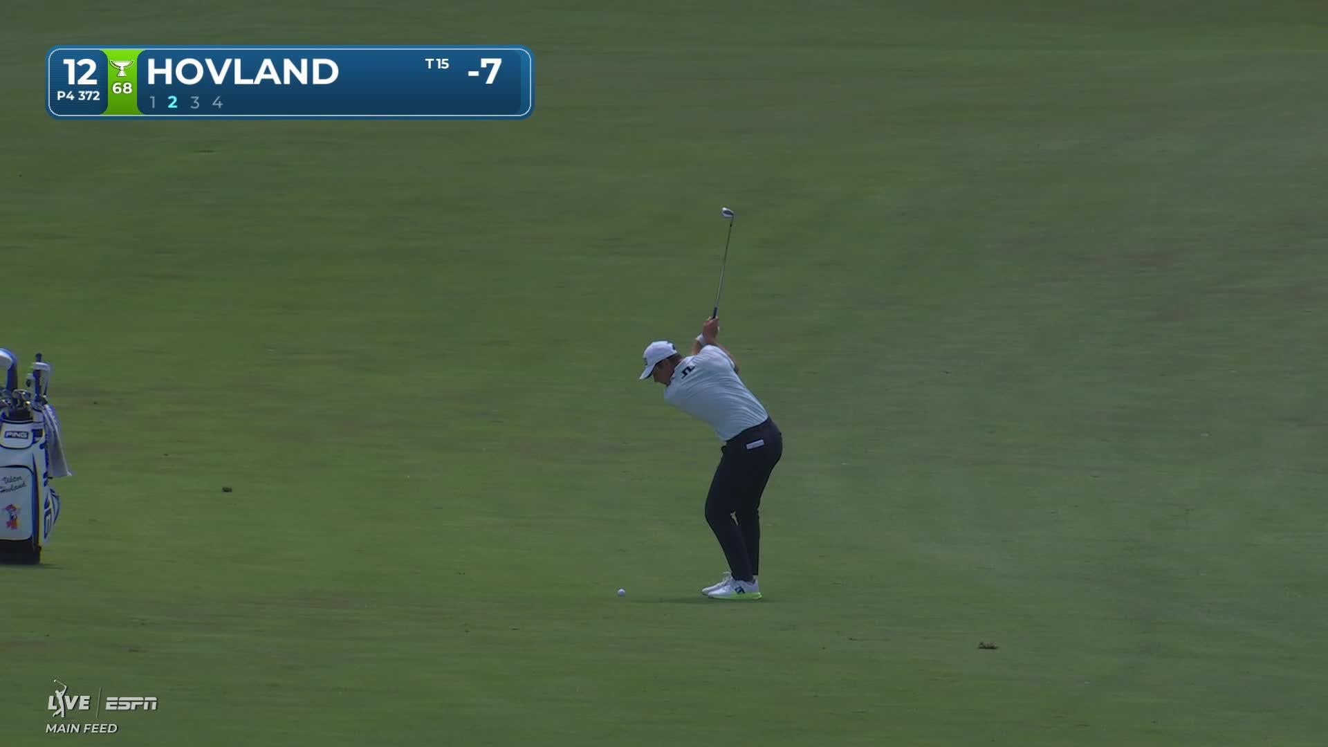 Viktor Hovland's 91-yard approach sets up birdie on No. 12 at RBC Canadian