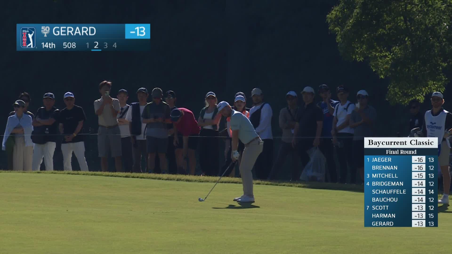 Ryan Gerard's 216-yard approach sets up birdie on No. 14 at Baycurrent