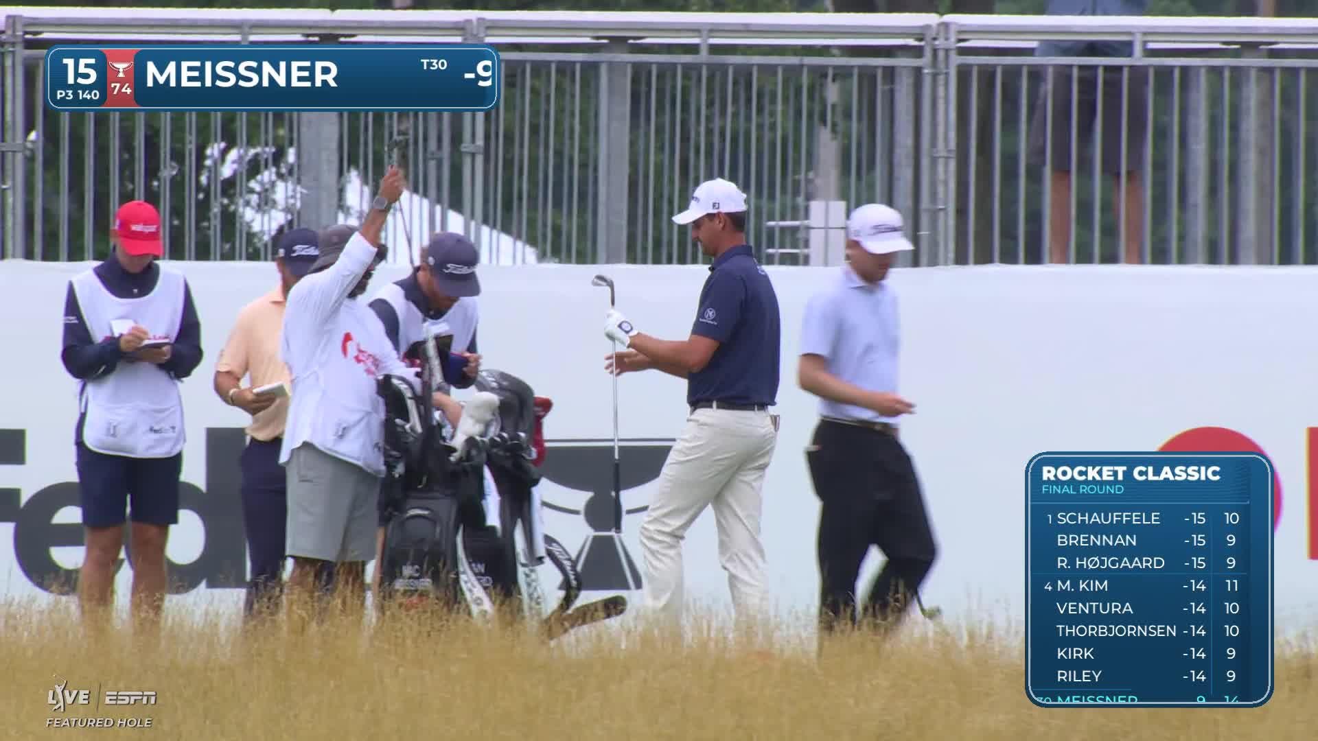 Mac Meissner hits tee shot to 8 feet, sets up birdie on No. 15 at Rocket Classic