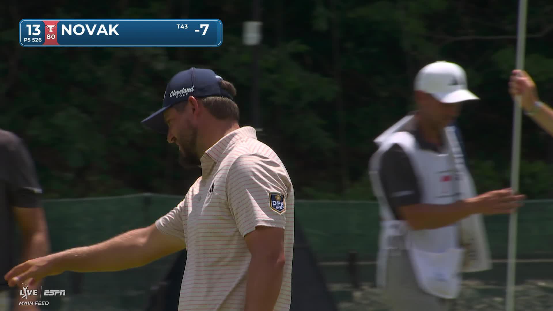 Andrew Novak reaches par-5 No. 13 in two, makes birdie at Travelers