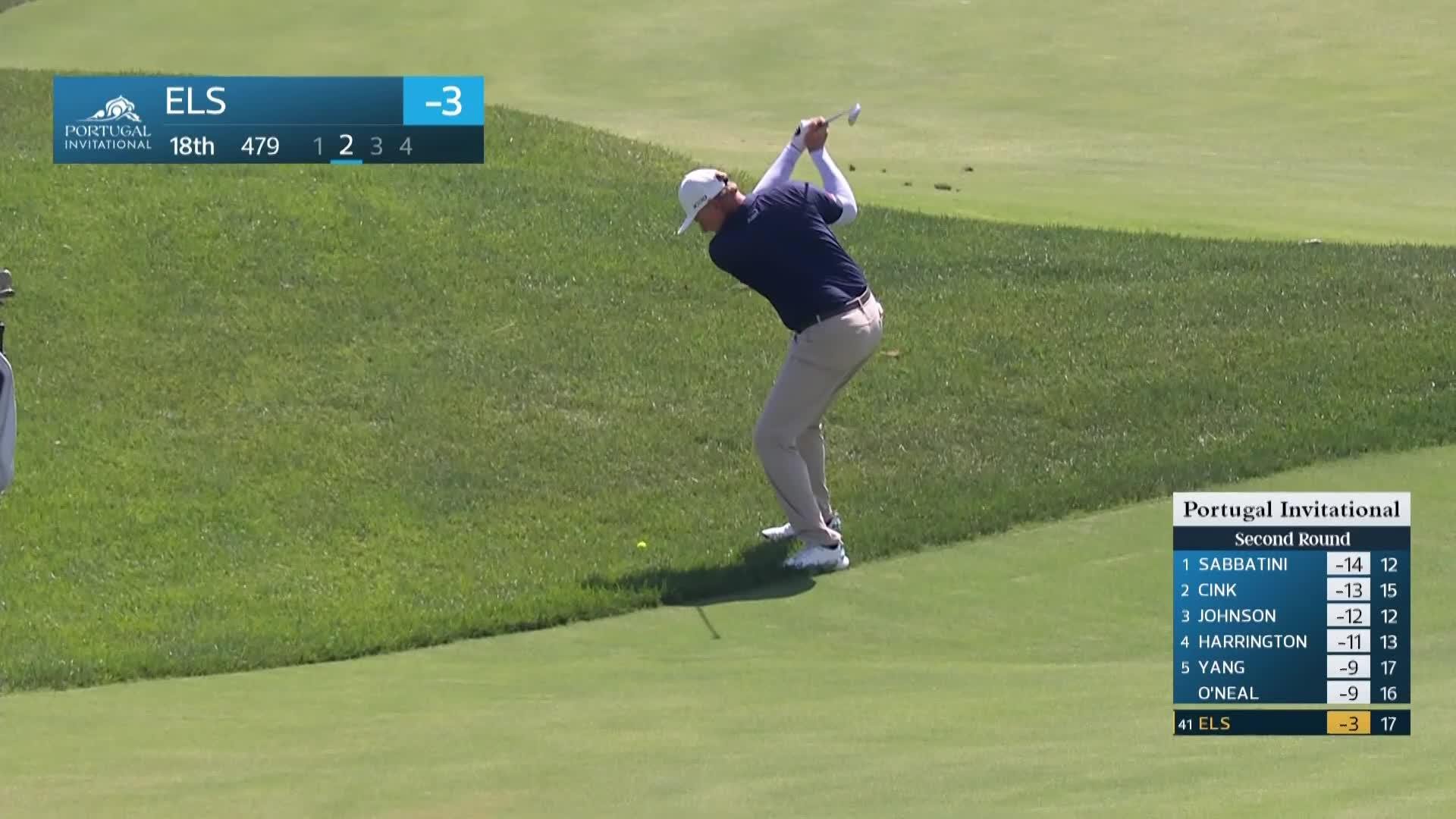 Ernie Els makes birdie on No. 18 at Portugal Invitational