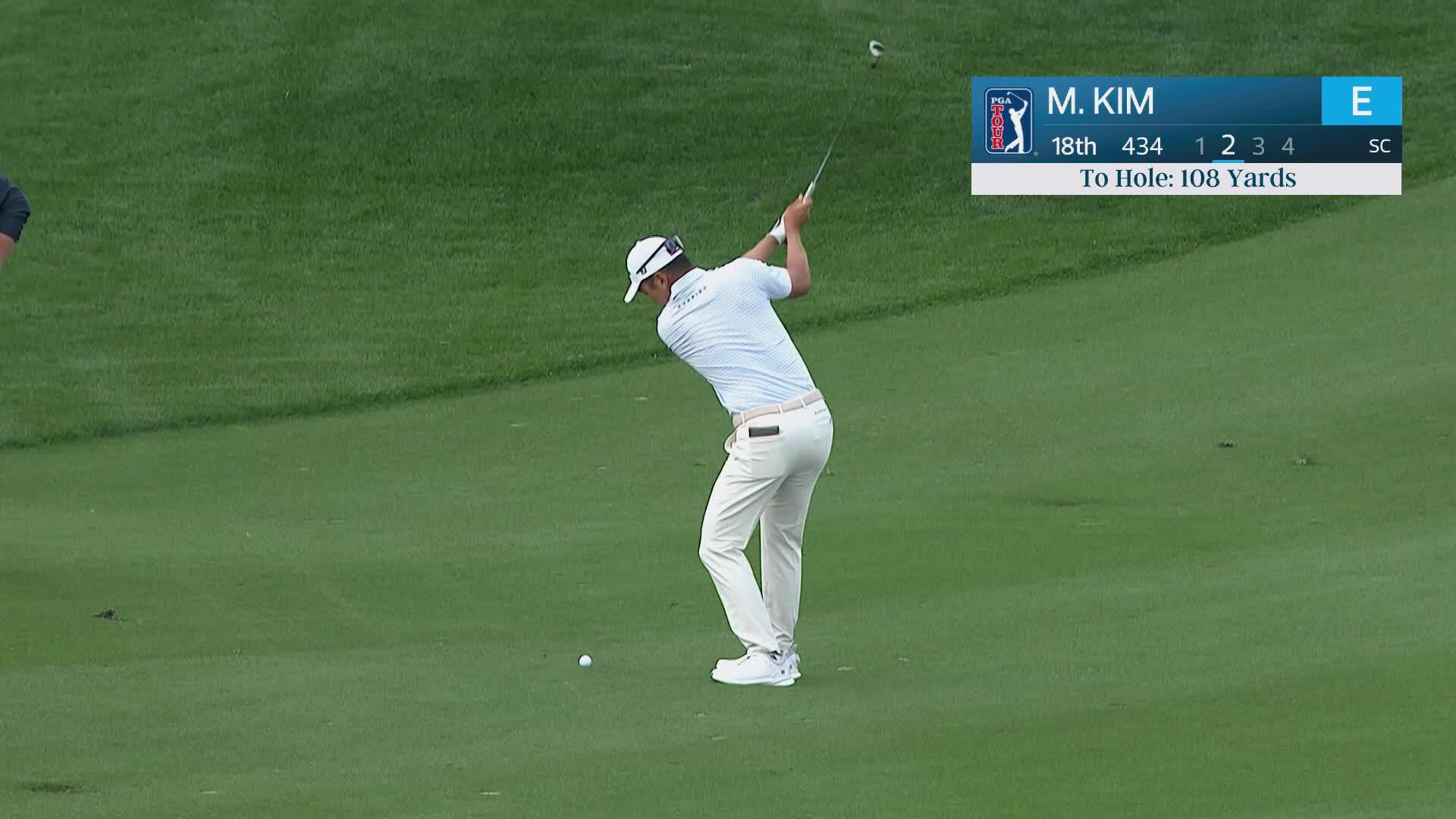 Michael Kim hits 109-yard approach to 4 feet, makes birdie on No. 18 at The American Express