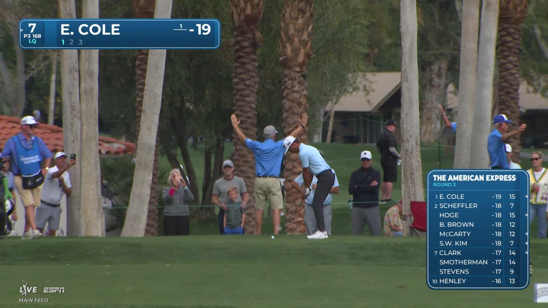 Eric Cole makes birdie on No. 7 at The American Express