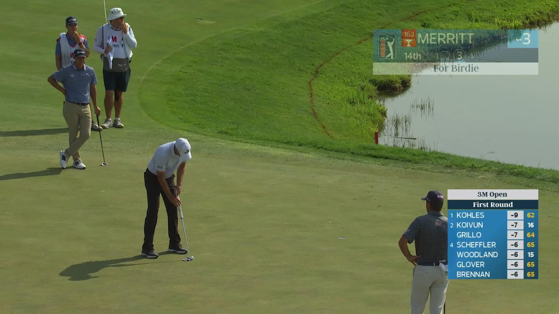 Troy Merritt sinks 8-foot birdie putt on No. 14 at 3M Open