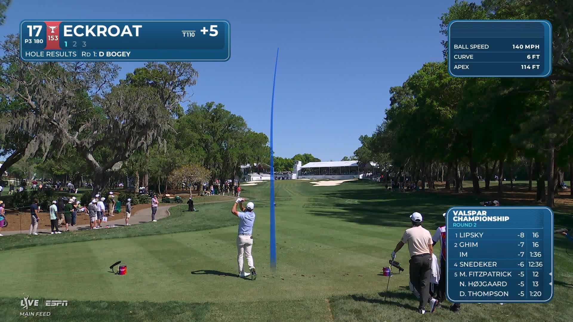 Austin Eckroat sinks 28-foot birdie putt on No. 17 at Valspar